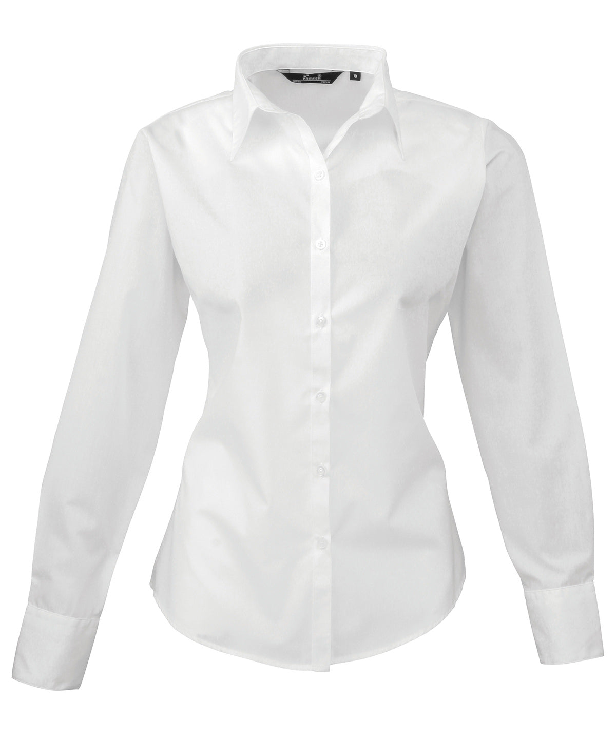 Women's poplin long sleeve blouse — classic button-front style in breathable cotton poplin