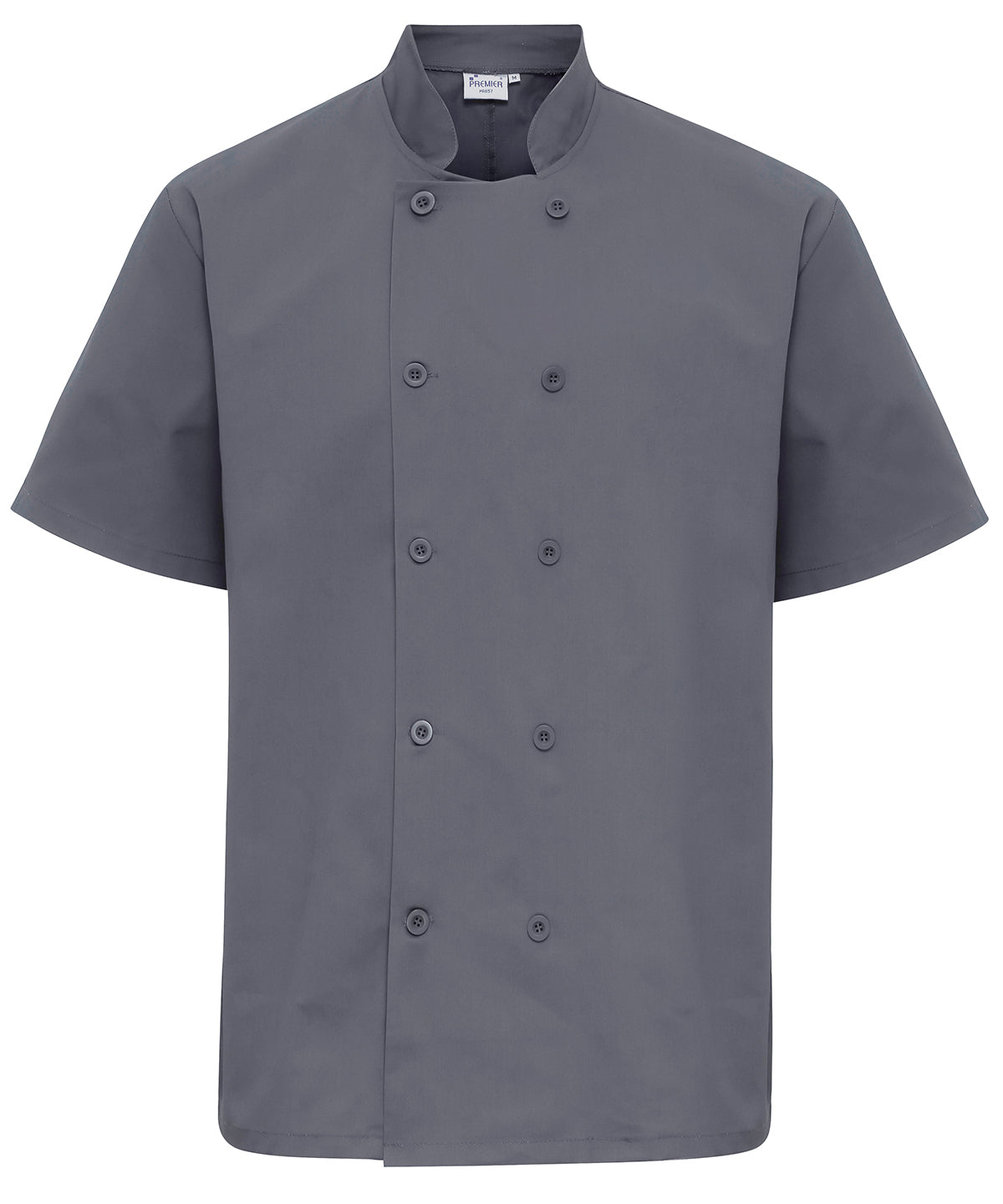 Short sleeve chef’s jacket available in multiple sizes and colors
