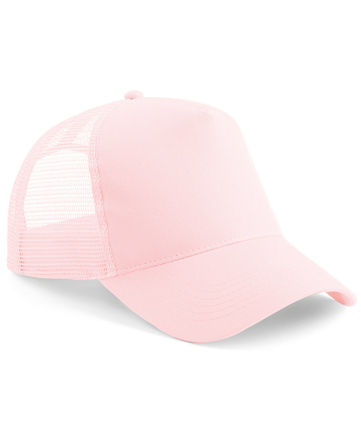 Snapback Trucker Hat One Size Adjustable Mesh Cap Classic Style Pastel Pink/Pastel Pink