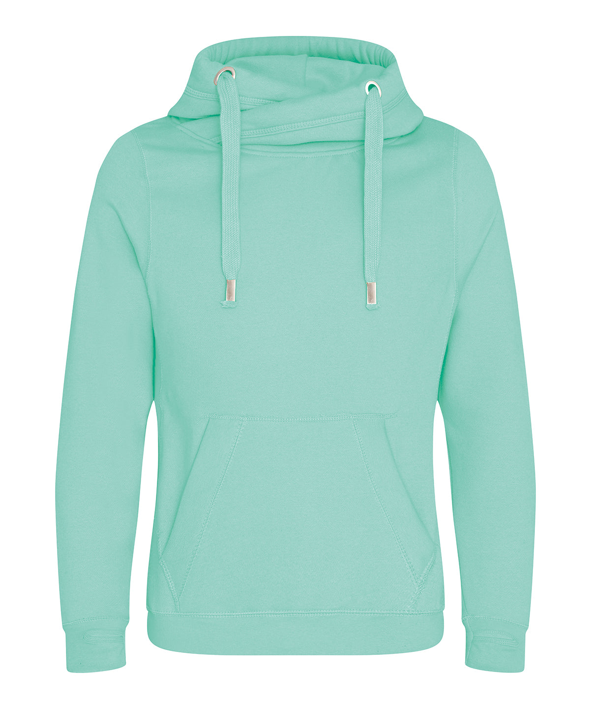 Cross neck hoodie - relaxed fit pullover with crossover neckline, soft brushed fabric