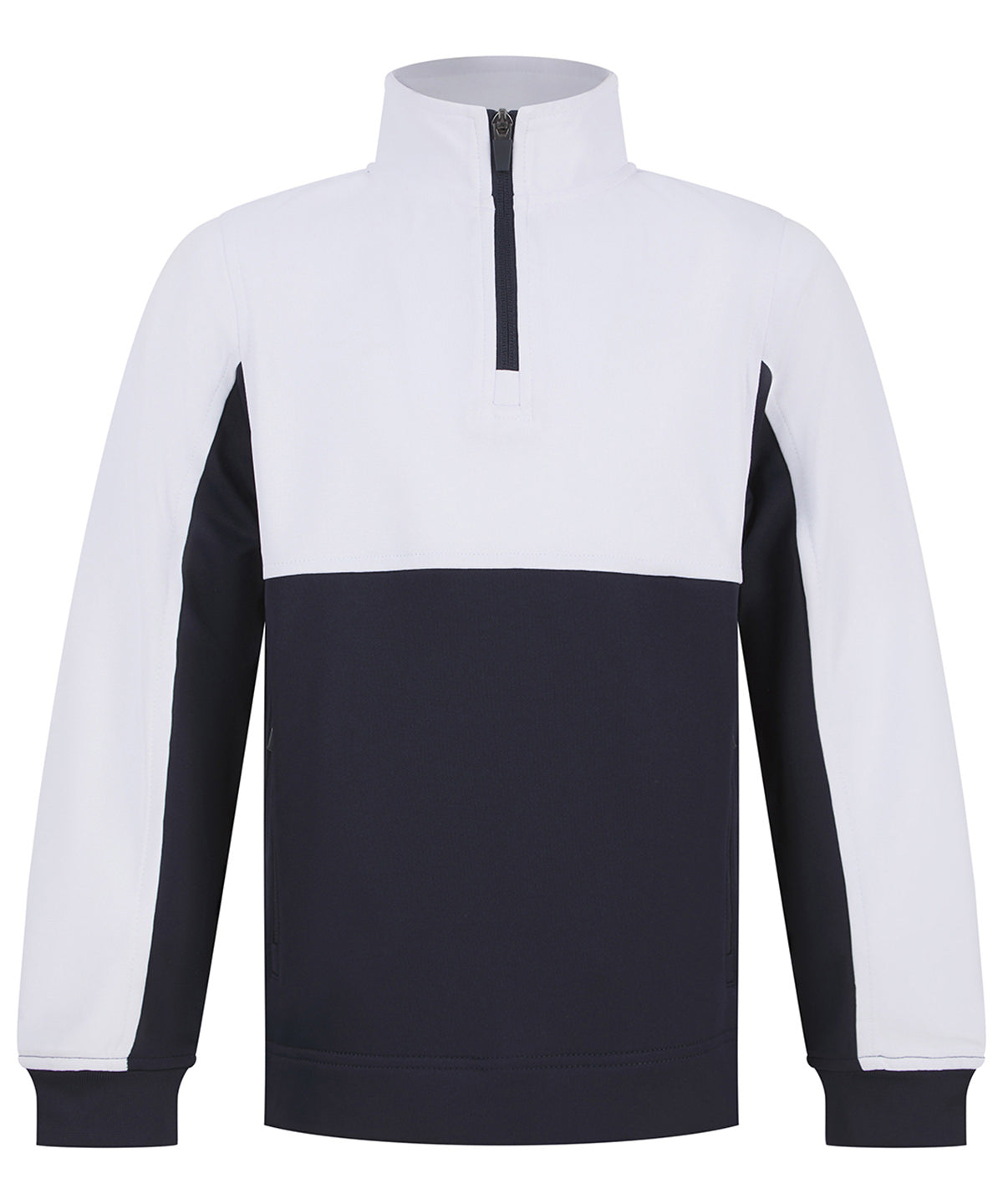 Kids �-tracksuit top - Classic Youth Sports Pullover with Quarter Zip Neck Navy/White / 5/6 Years