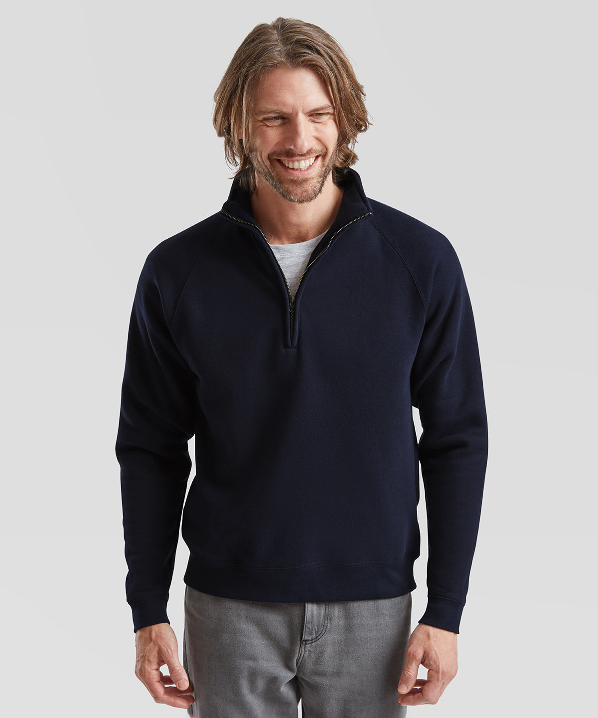 Premium 70/30 zip-neck sweatshirt - midweight fleece pullover for everyday wear