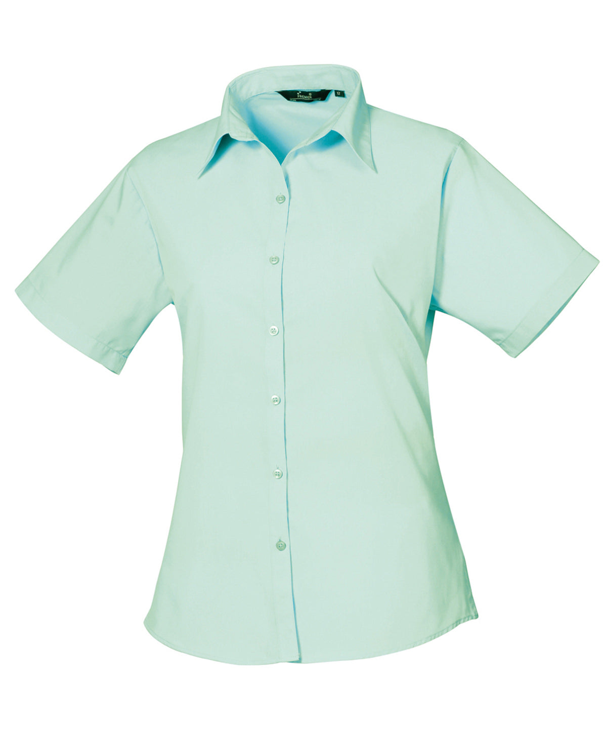 Women's short sleeve poplin blouse - Wom 16 - Aqua