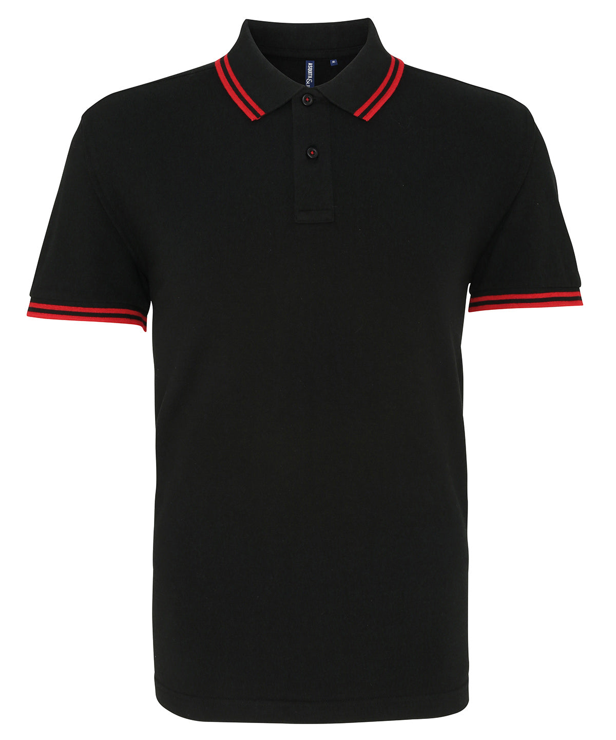 Men's classic fit tipped polo - M - Black/Red