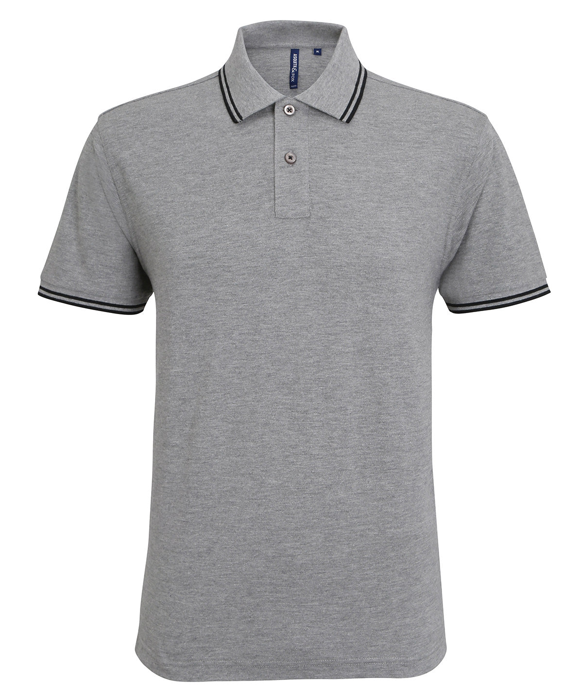 Men's classic fit tipped polo - L - Heather Grey/Black