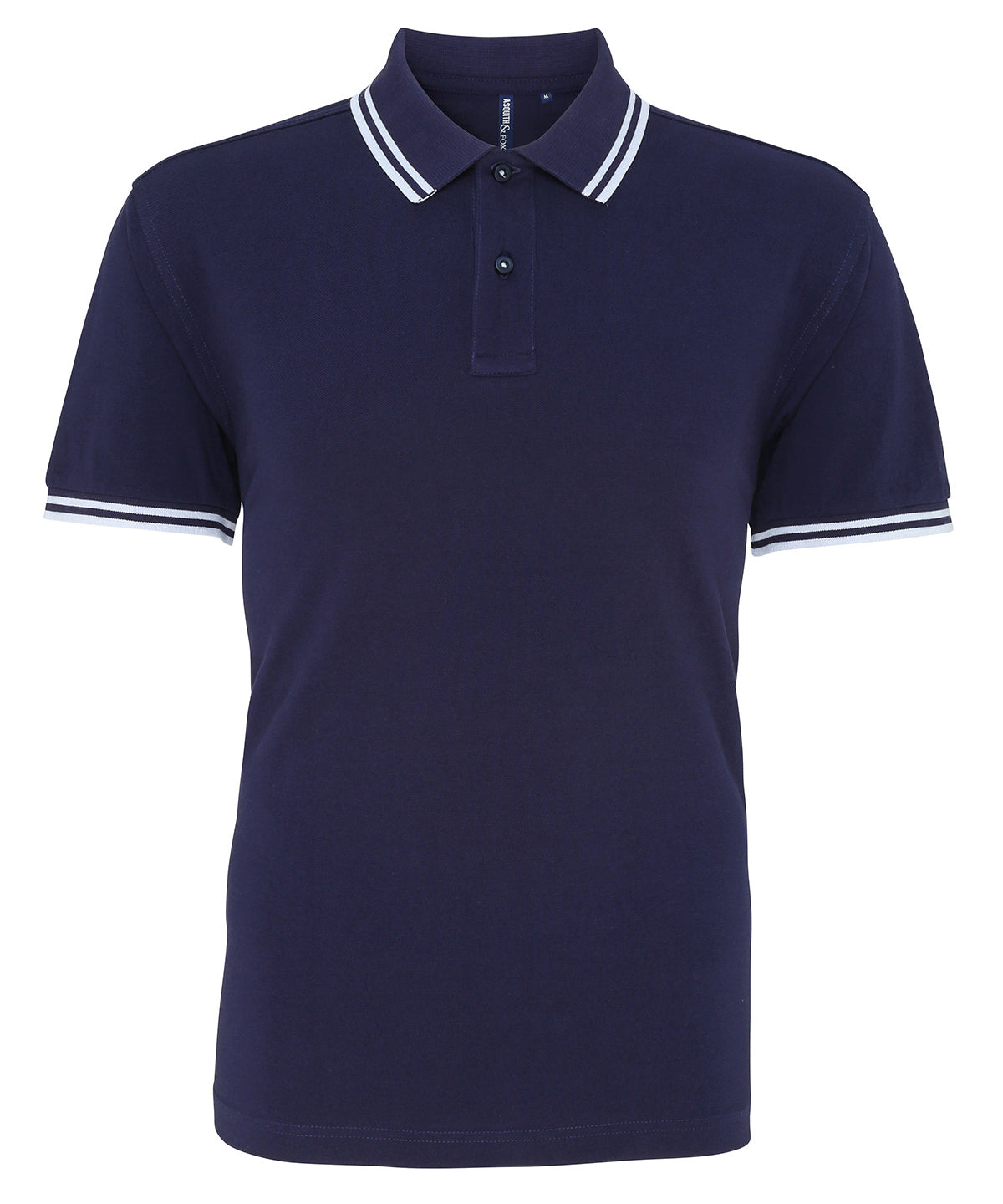 Men's classic fit tipped polo - L - Navy/White