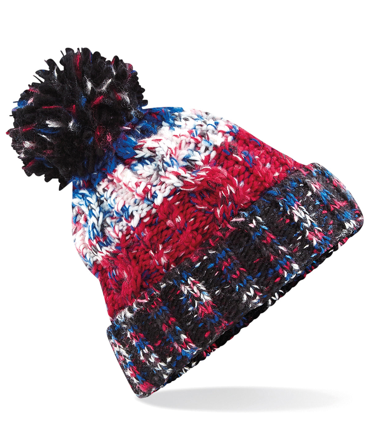 Corkscrew Pom Pom Beanie - One Size Winter Hat with Stylish Knit Design