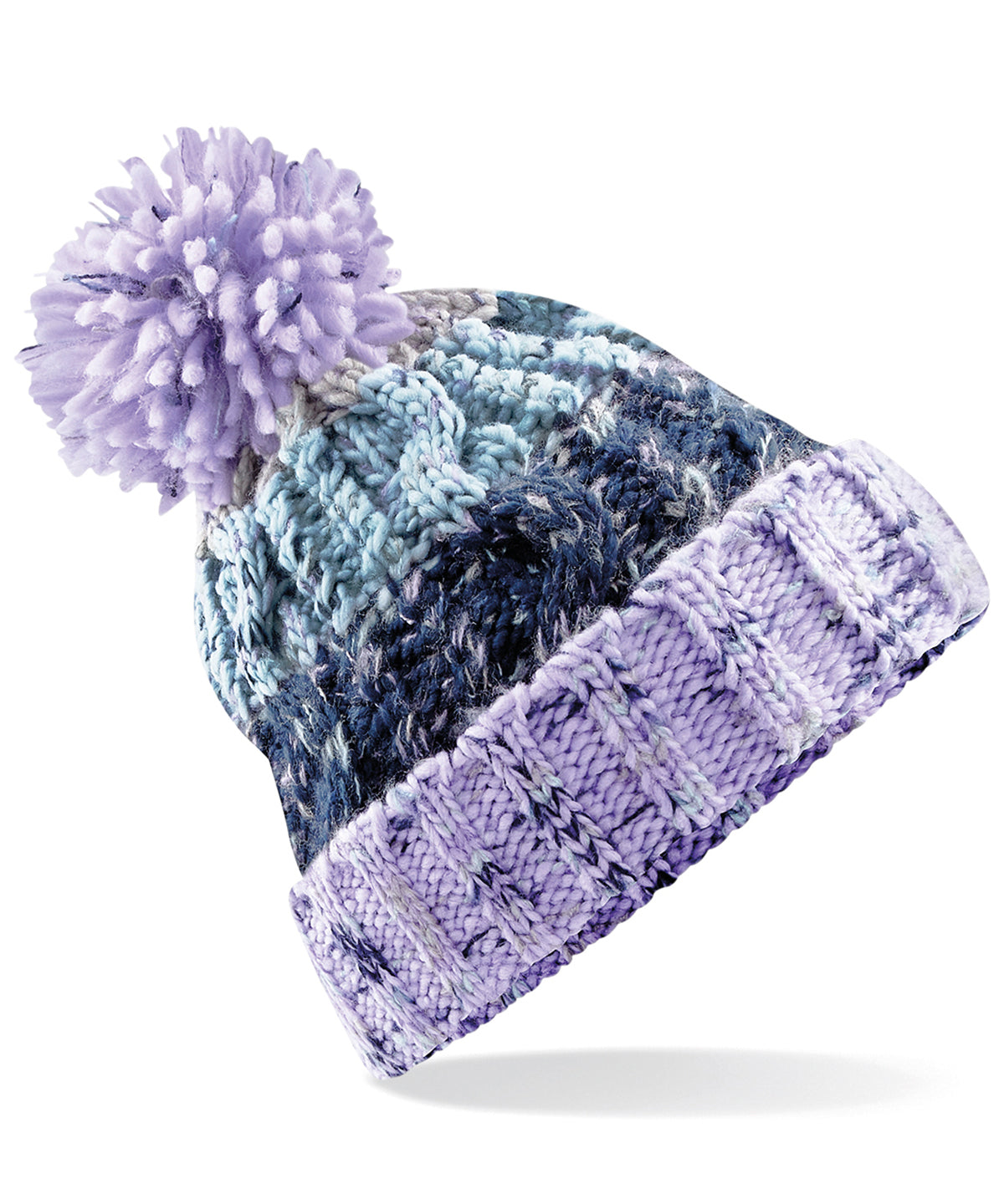 Corkscrew Pom Pom Beanie - One Size Winter Hat with Stylish Knit Design