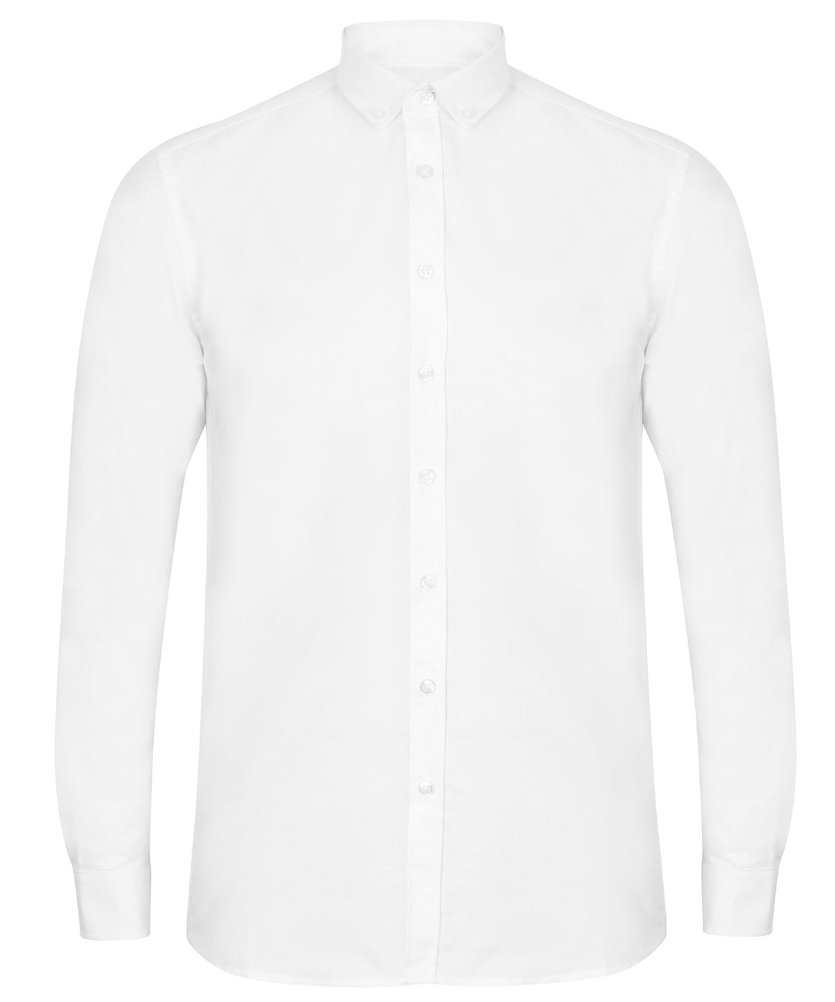 Modern long sleeve Oxford shirt in white with classic tailored fit design
