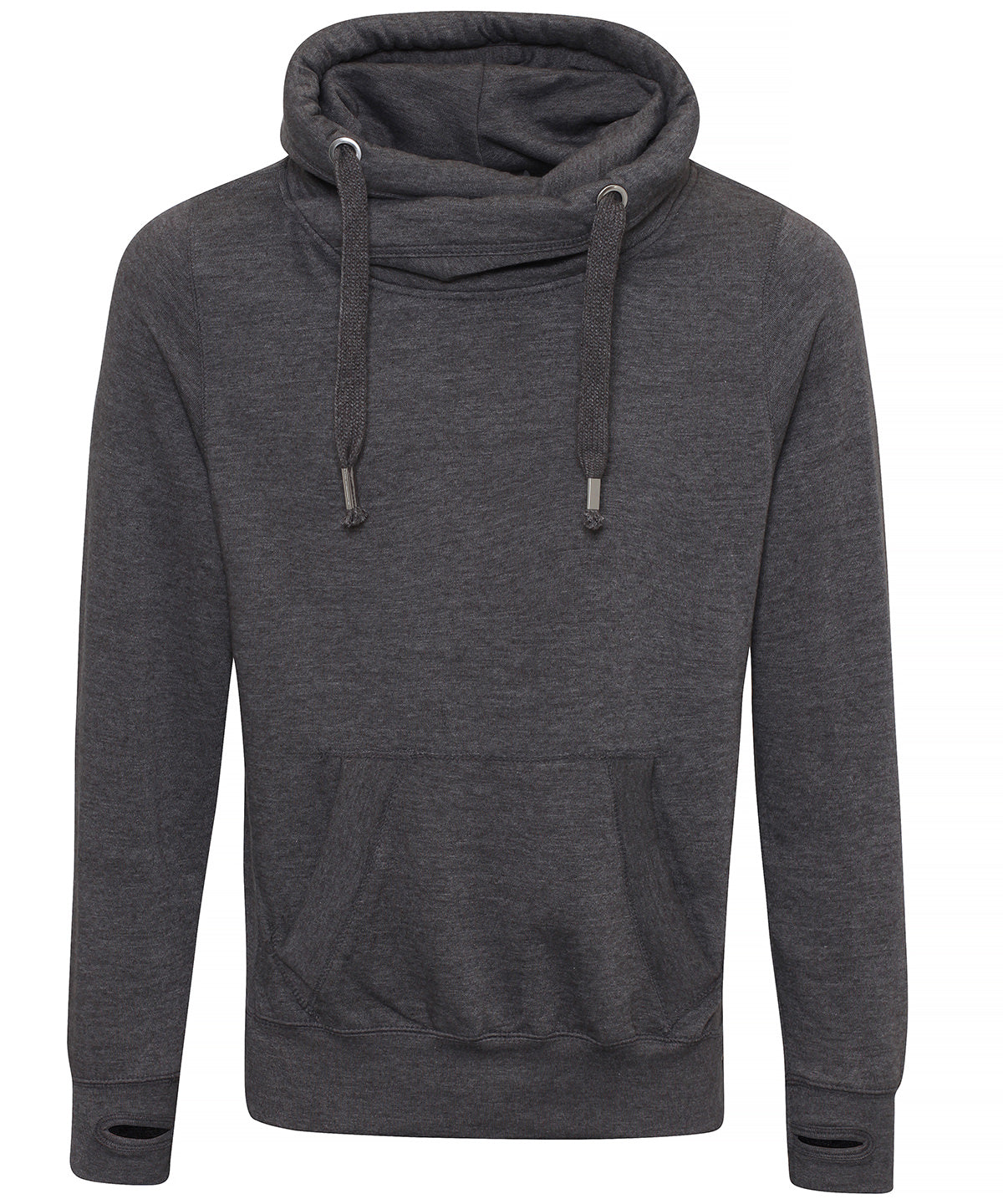 Cross neck hoodie - M - Charcoal