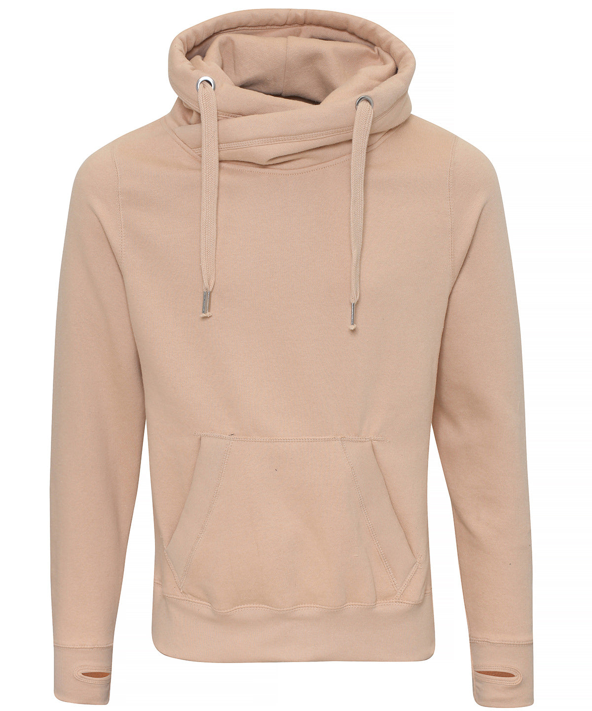 Cross neck hoodie - relaxed fit pullover with crossover neckline, soft brushed fabric