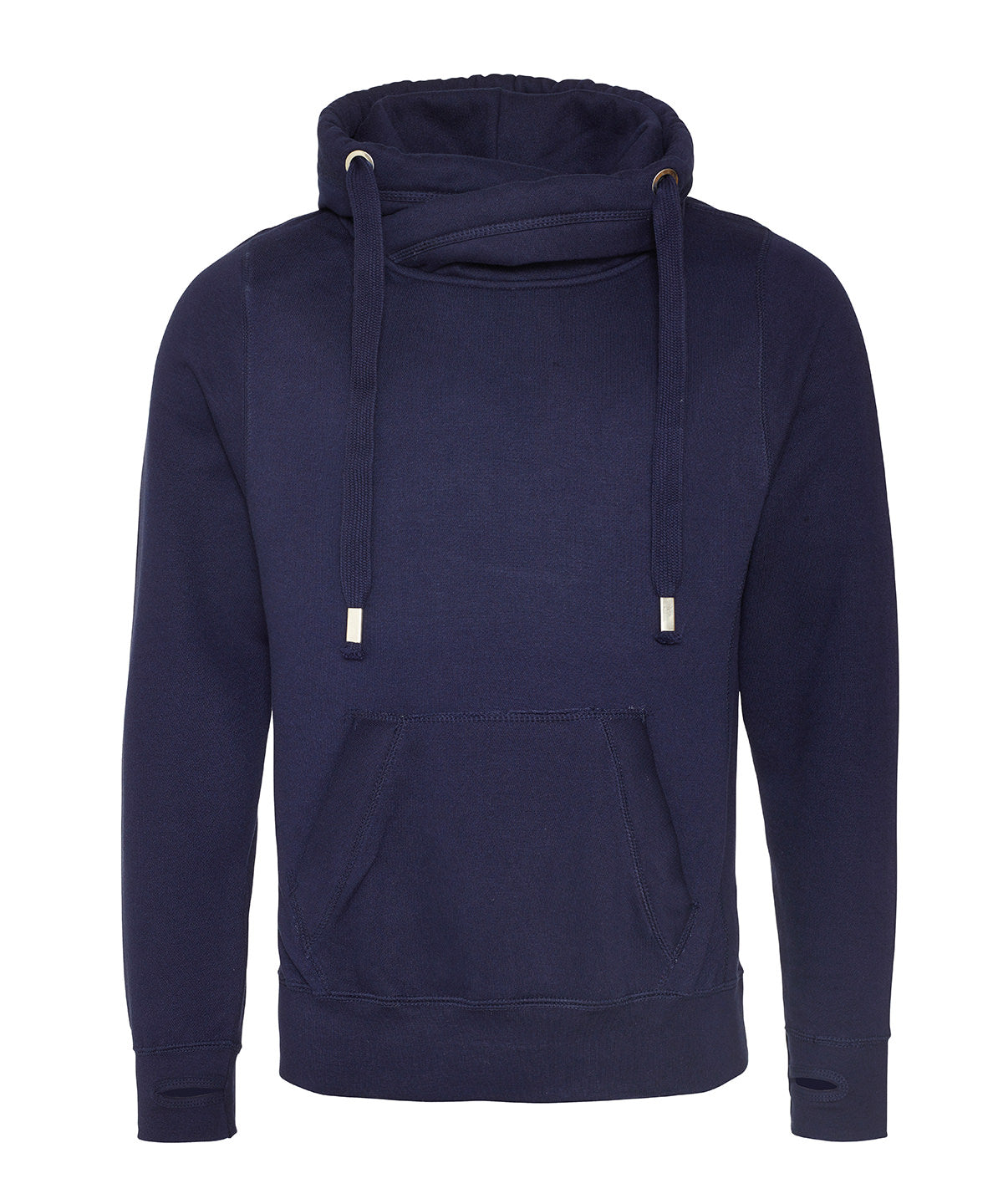 Cross neck hoodie - relaxed fit pullover with crossover neckline, soft brushed fabric