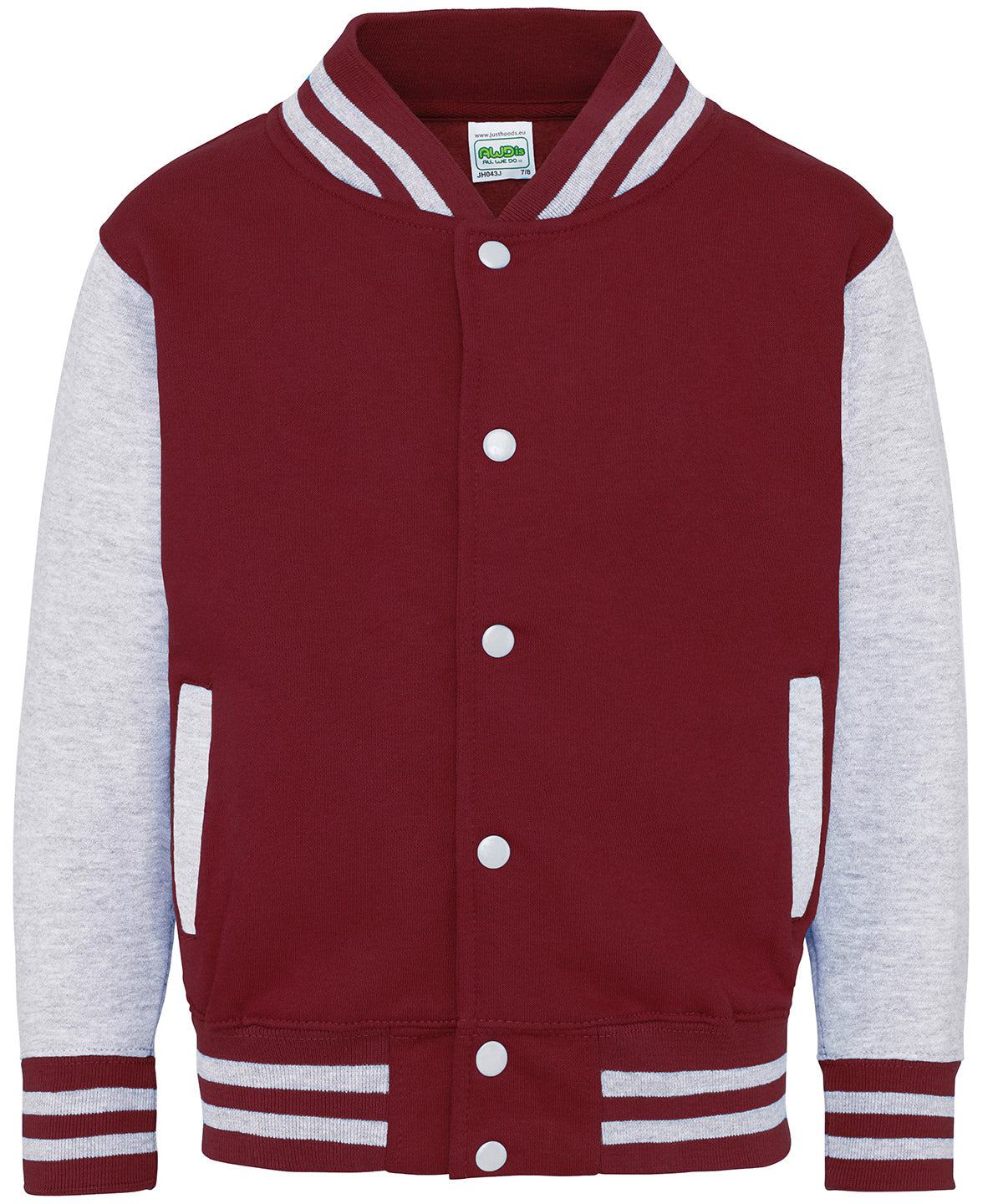 Kids varsity jacket - 9/11 Years - Burgundy/Heather Grey