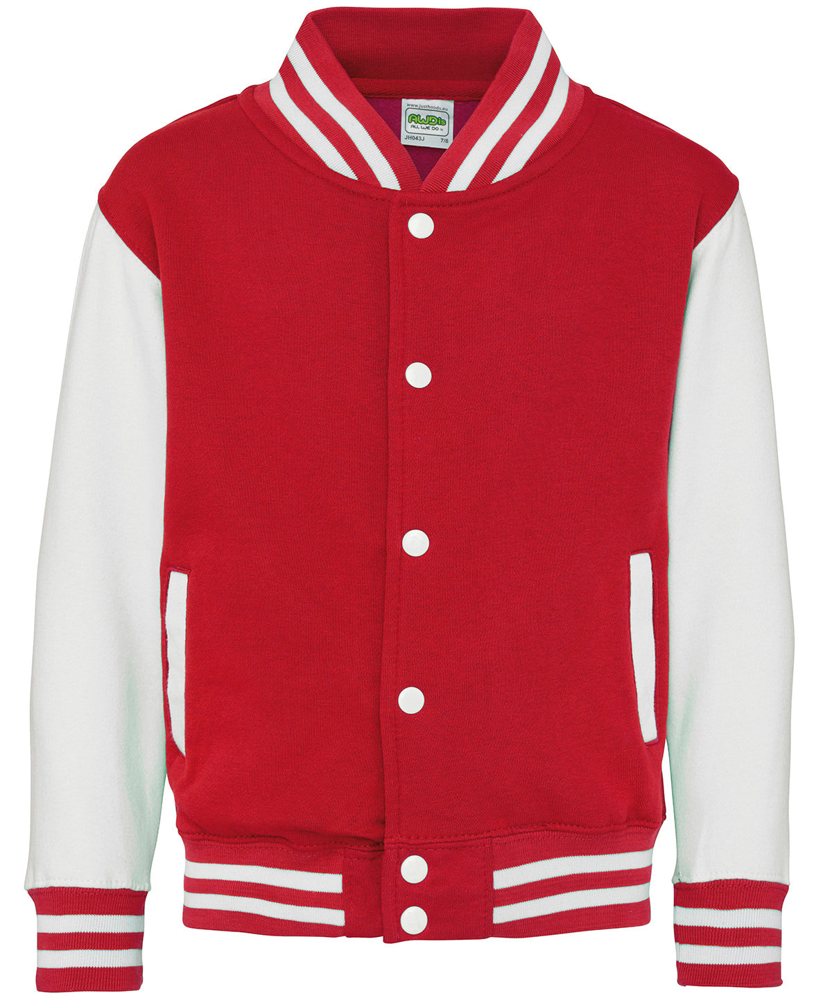 Kids varsity jacket - 7/8 Years - Fire Red/White