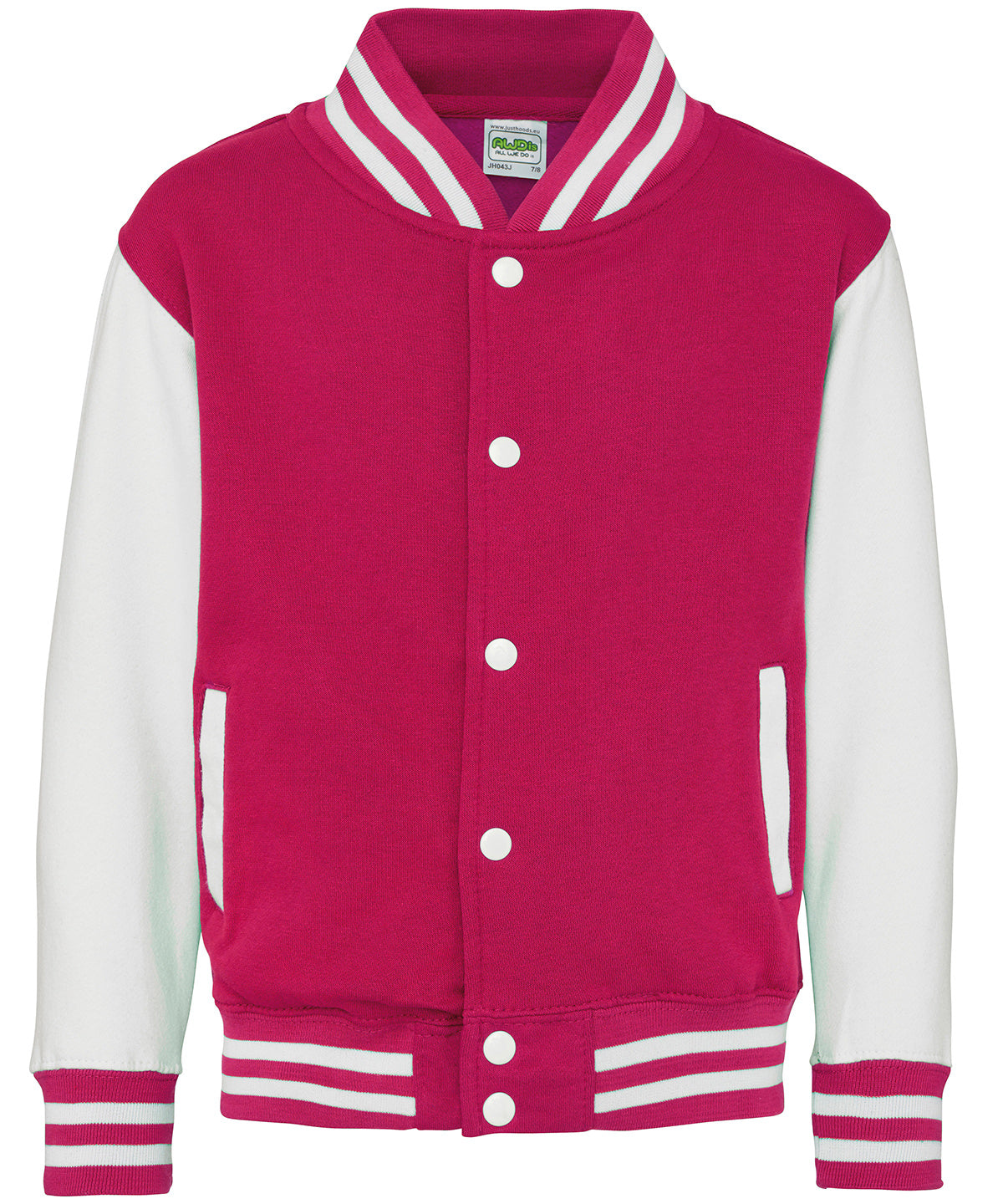 Kids varsity jacket - 5/6 Years - Hot Pink/White
