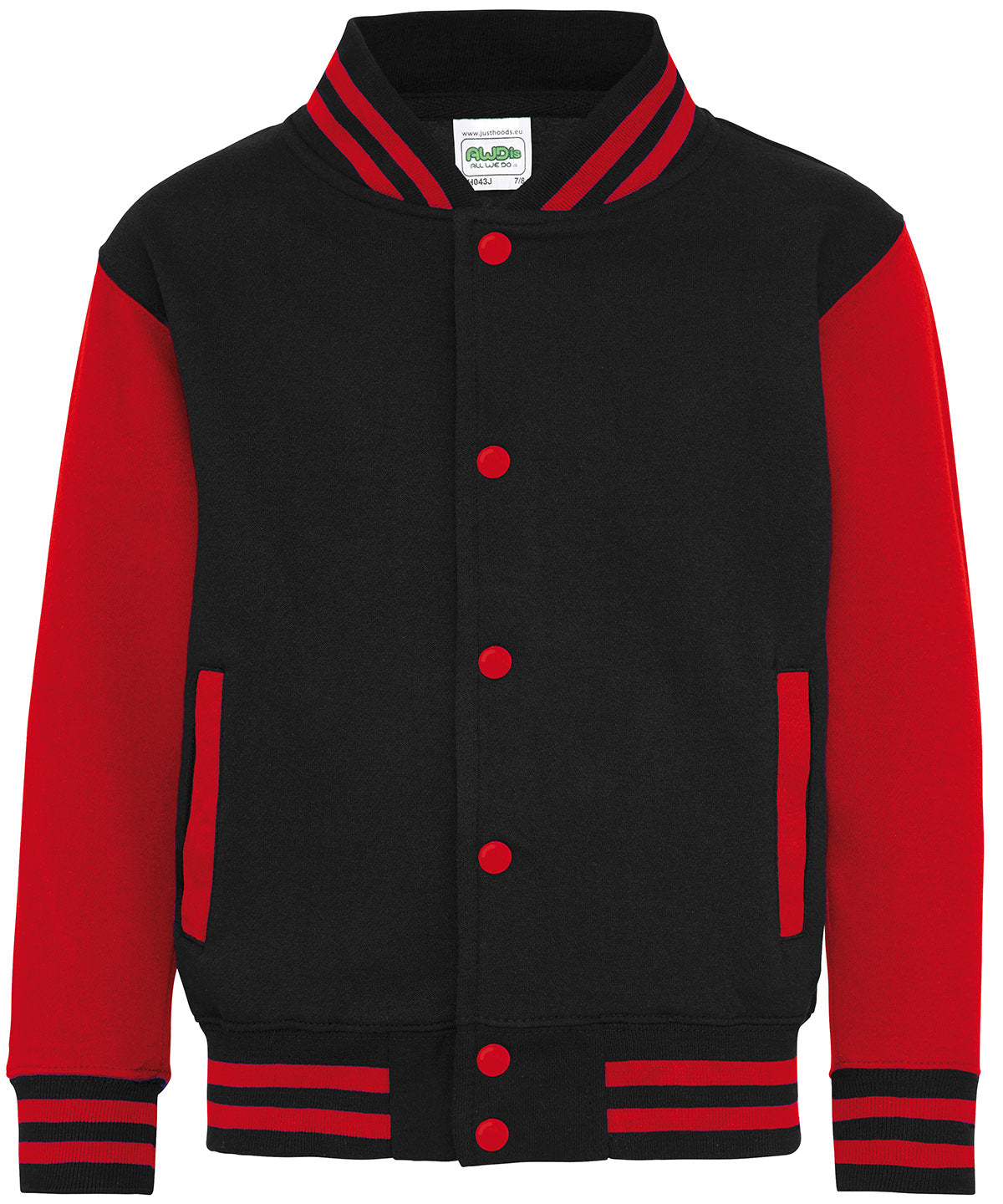 Kids varsity jacket - 9/11 Years - Jet Black/Fire Red