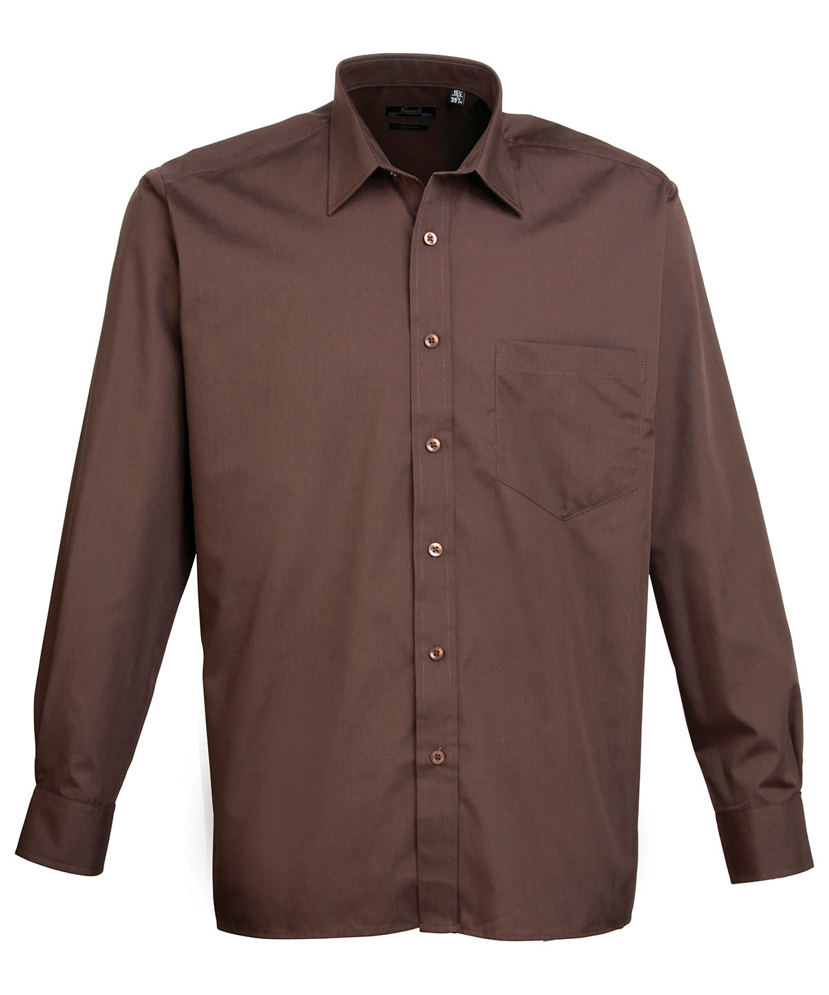 Long sleeve poplin shirt - 16.5 - Brown