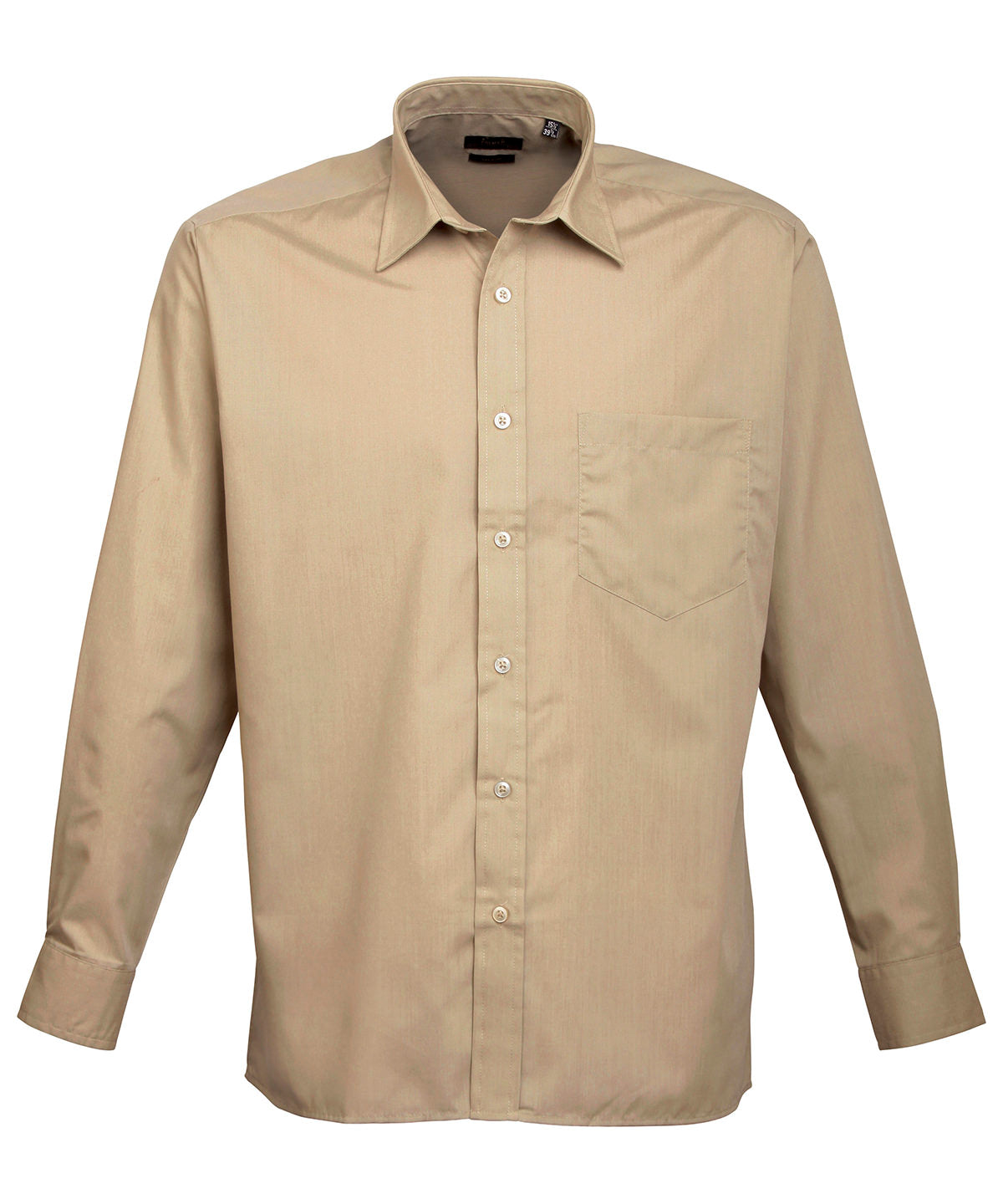 Long sleeve poplin shirt - 15.5 - Khaki