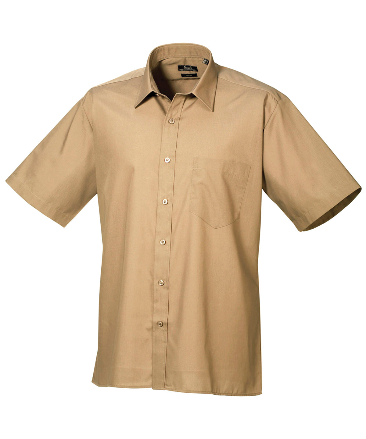 Short sleeve poplin shirt - 17 - Khaki