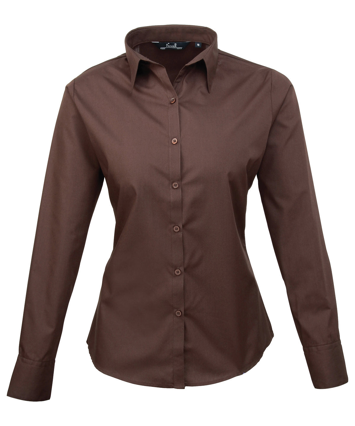 Women's poplin long sleeve blouse - Wom 12 - Brown
