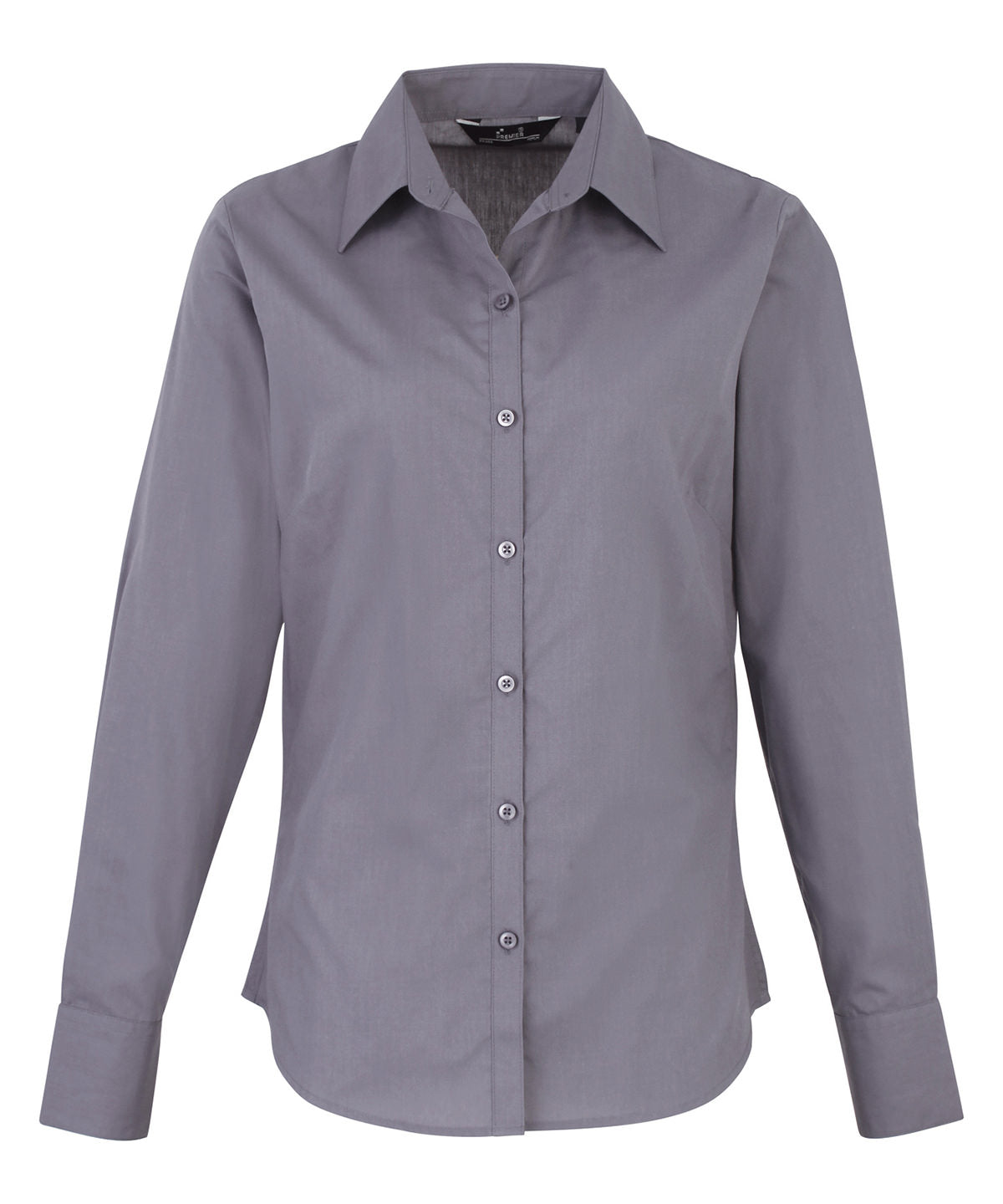 Women's poplin long sleeve blouse — classic button-front style in breathable cotton poplin