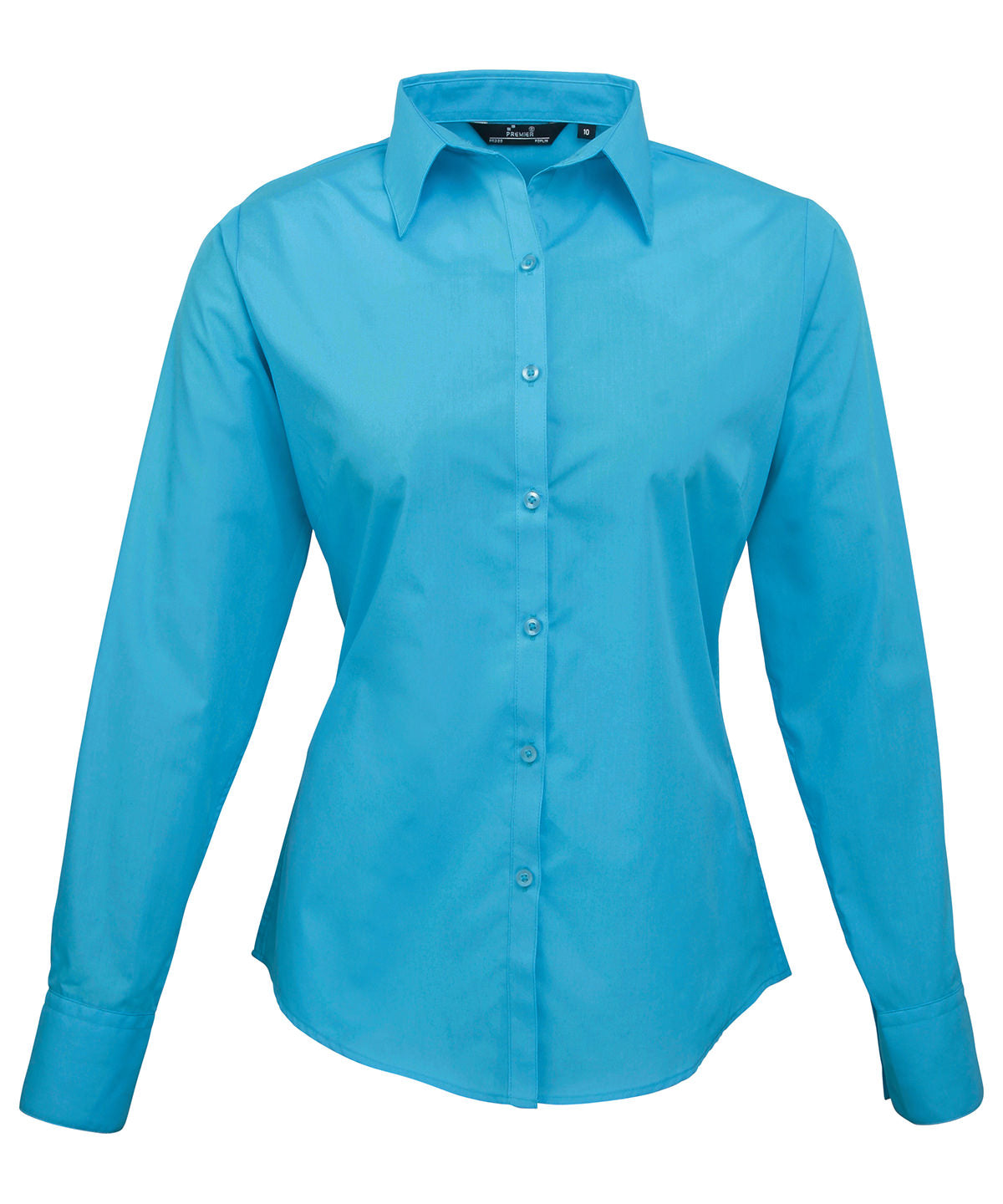 Women's poplin long sleeve blouse — classic button-front style in breathable cotton poplin