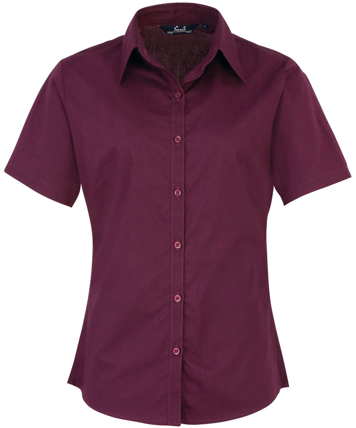 Women's short sleeve poplin blouse - Wom 6 - Aubergine