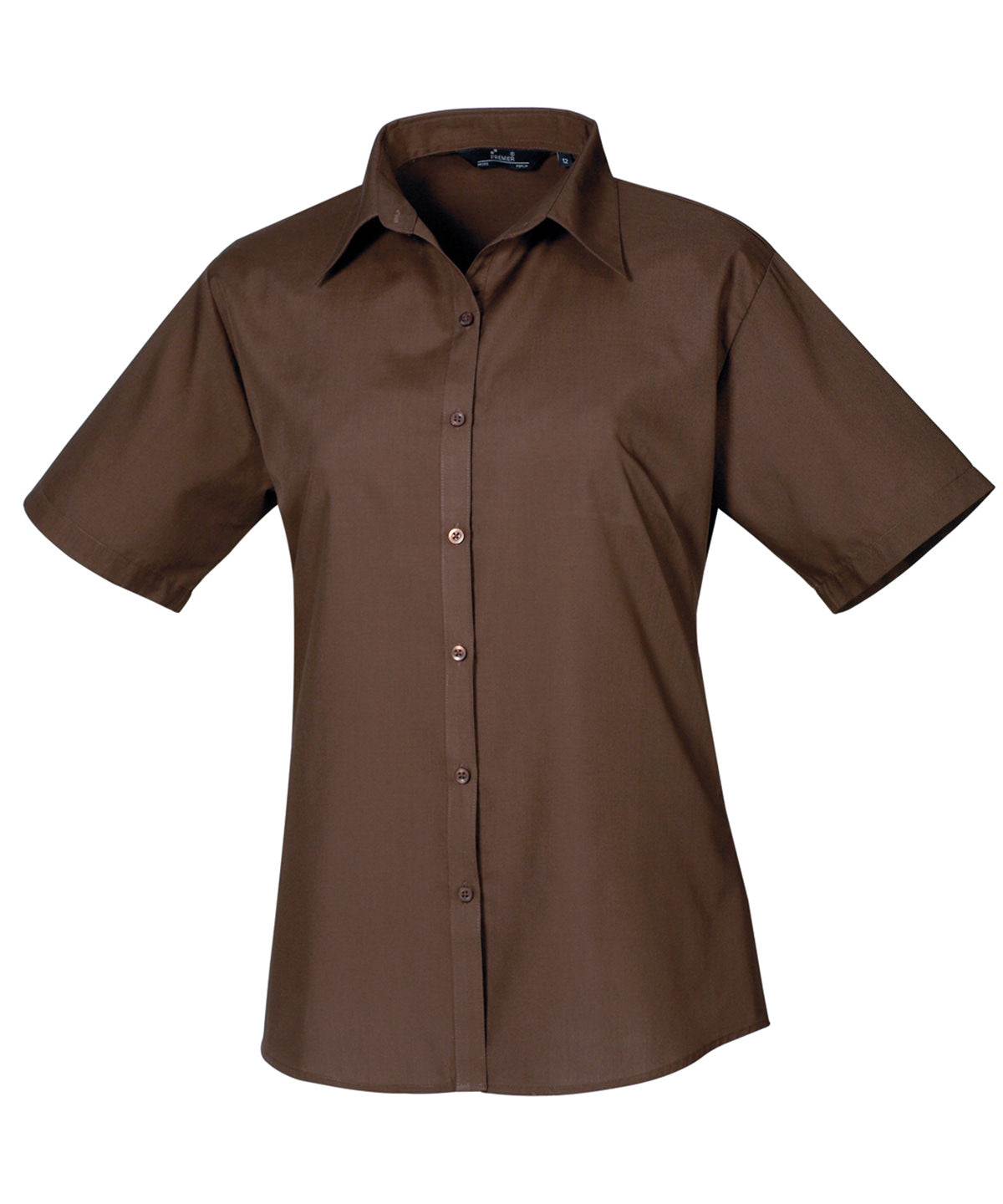 Women's short sleeve poplin blouse - Wom 18 - Brown