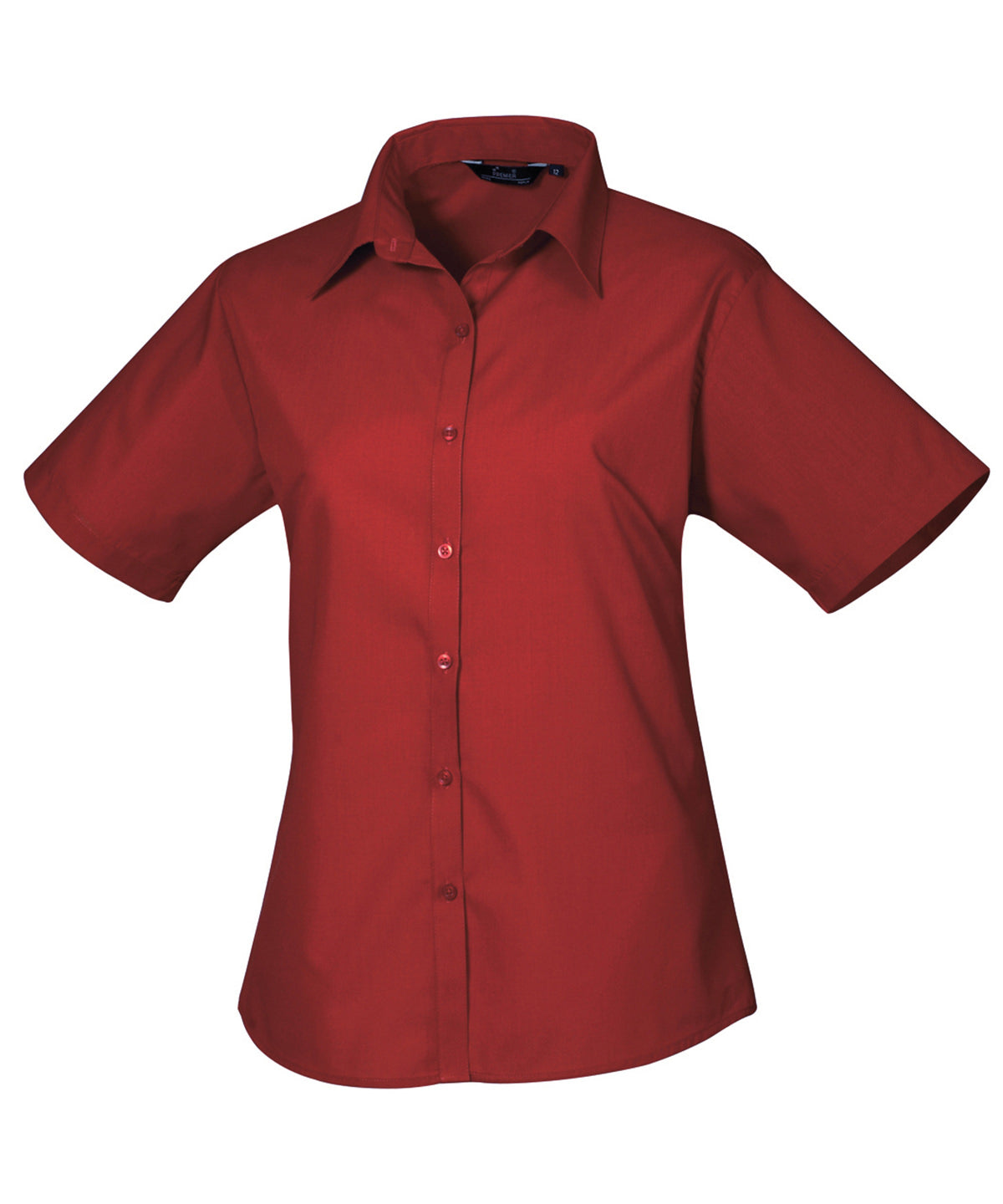 Women's short sleeve poplin blouse - Wom 8 - Burgundy*