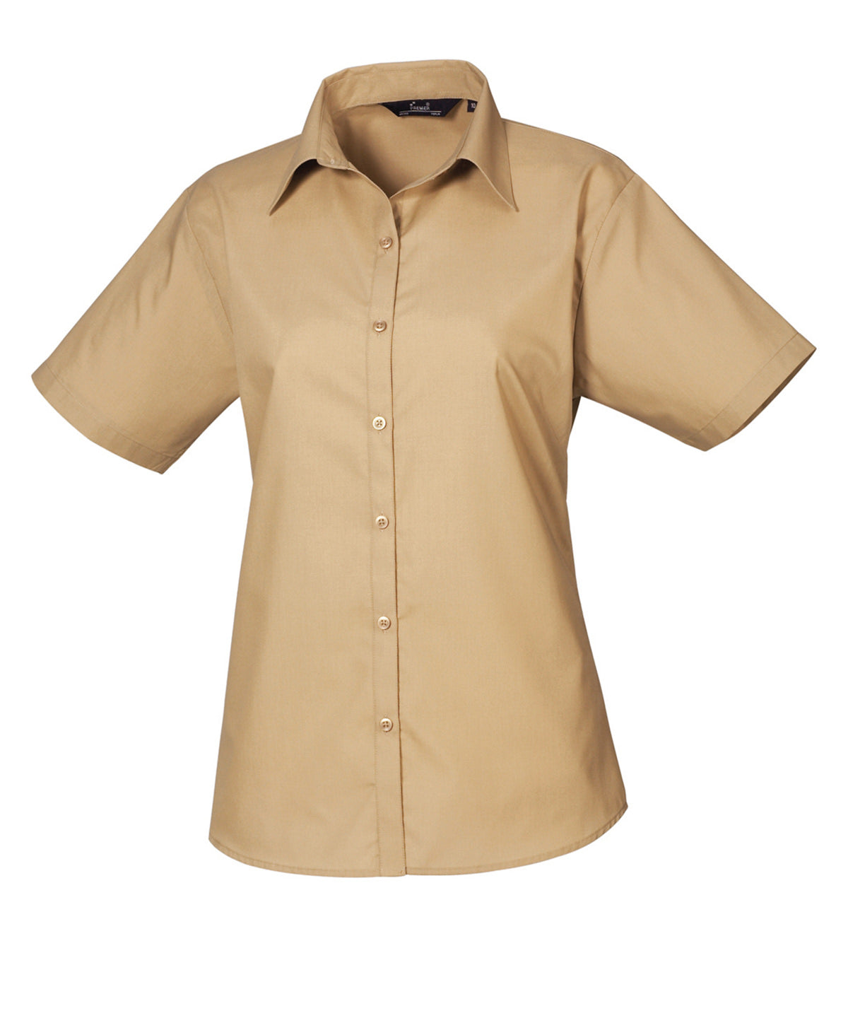Women's short sleeve poplin blouse - Wom 24 - Khaki