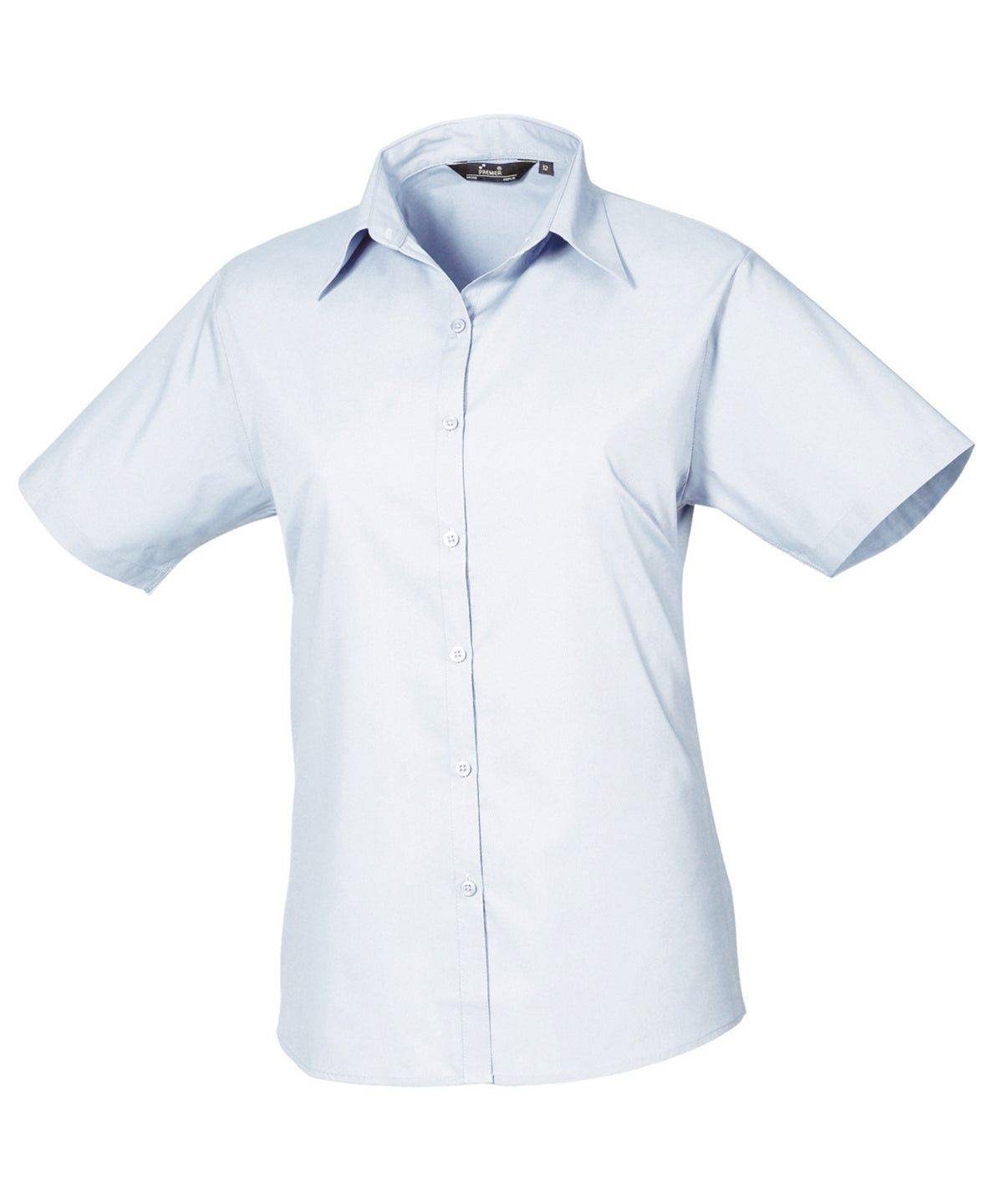 Women's short sleeve poplin blouse - Wom 12 - Light Blue*