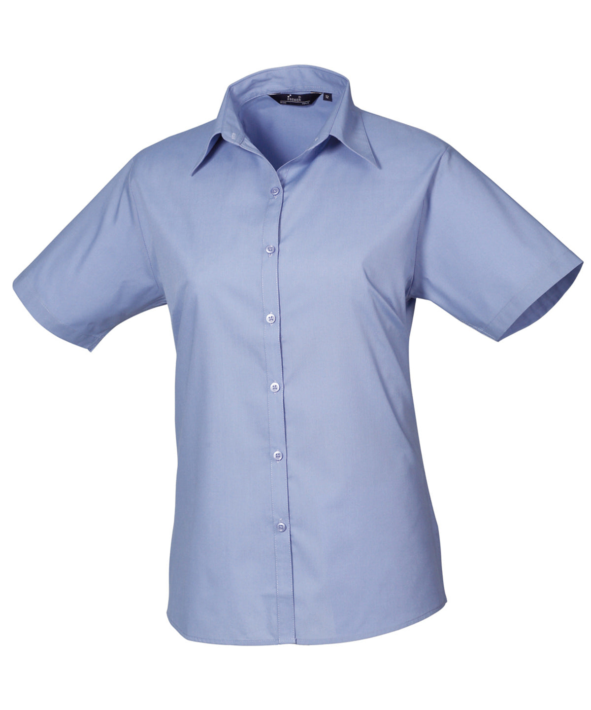 Women's short sleeve poplin blouse - Wom 28 - Mid Blue*