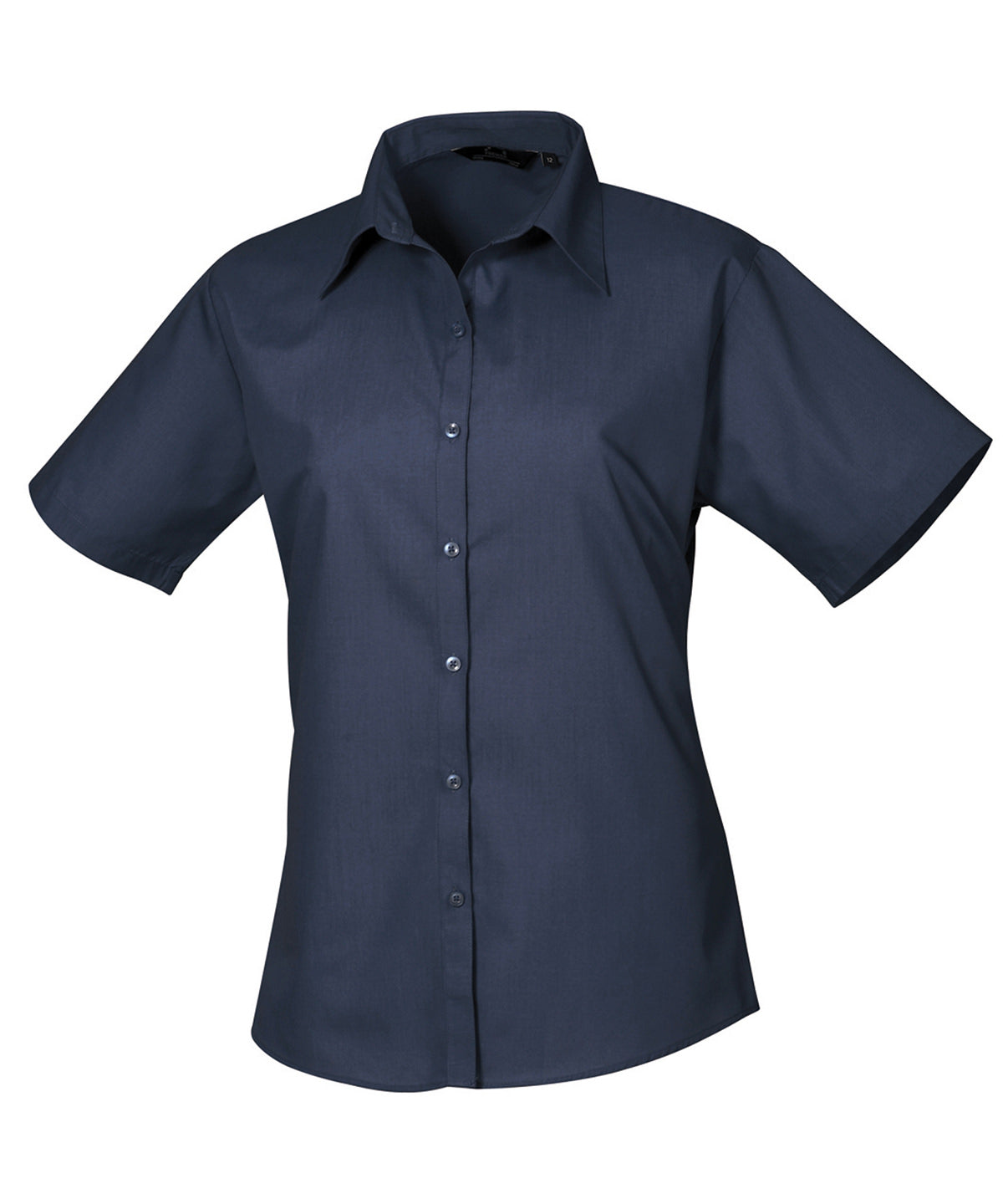 Women's short sleeve poplin blouse - Wom 16 - Navy*