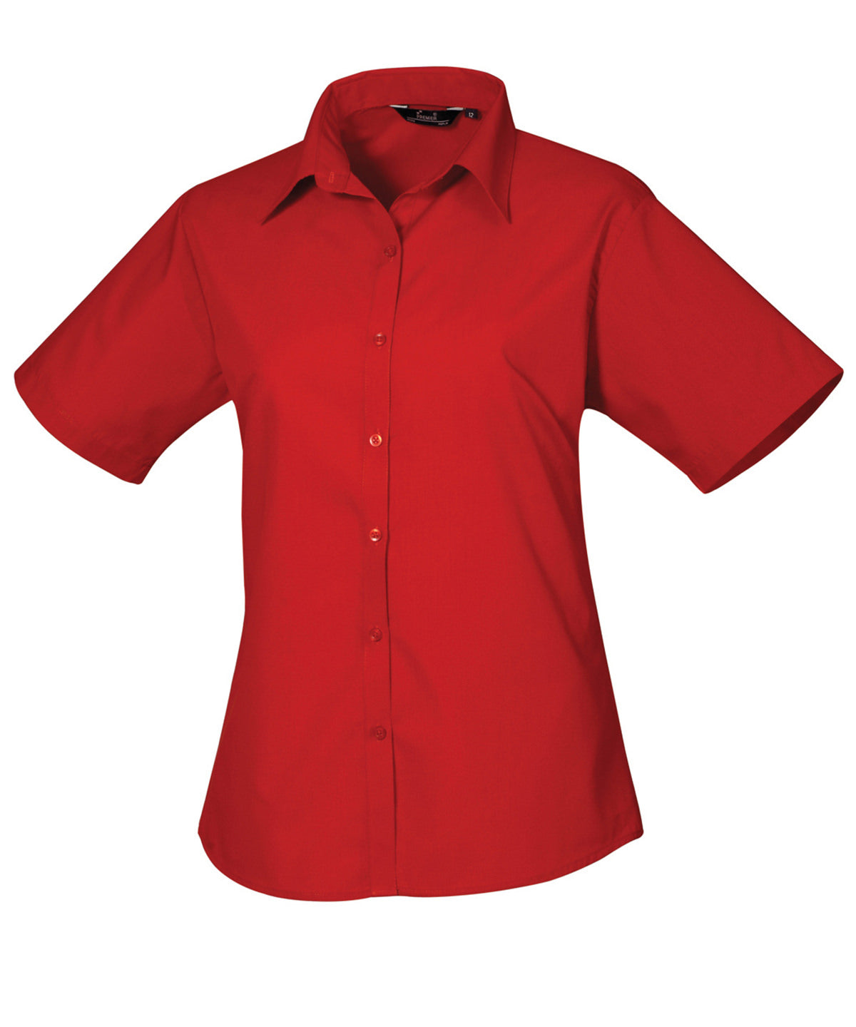 Women's short sleeve poplin blouse - Wom 6 - Red*