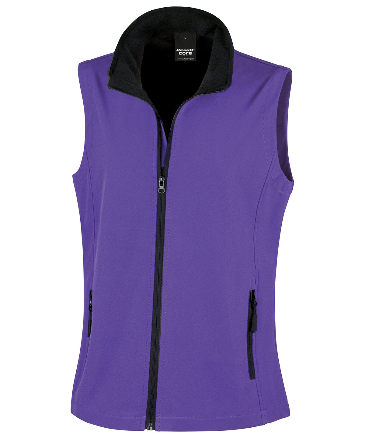 Women's printable softshell bodywarmer with customizable design options in various sizes and colors