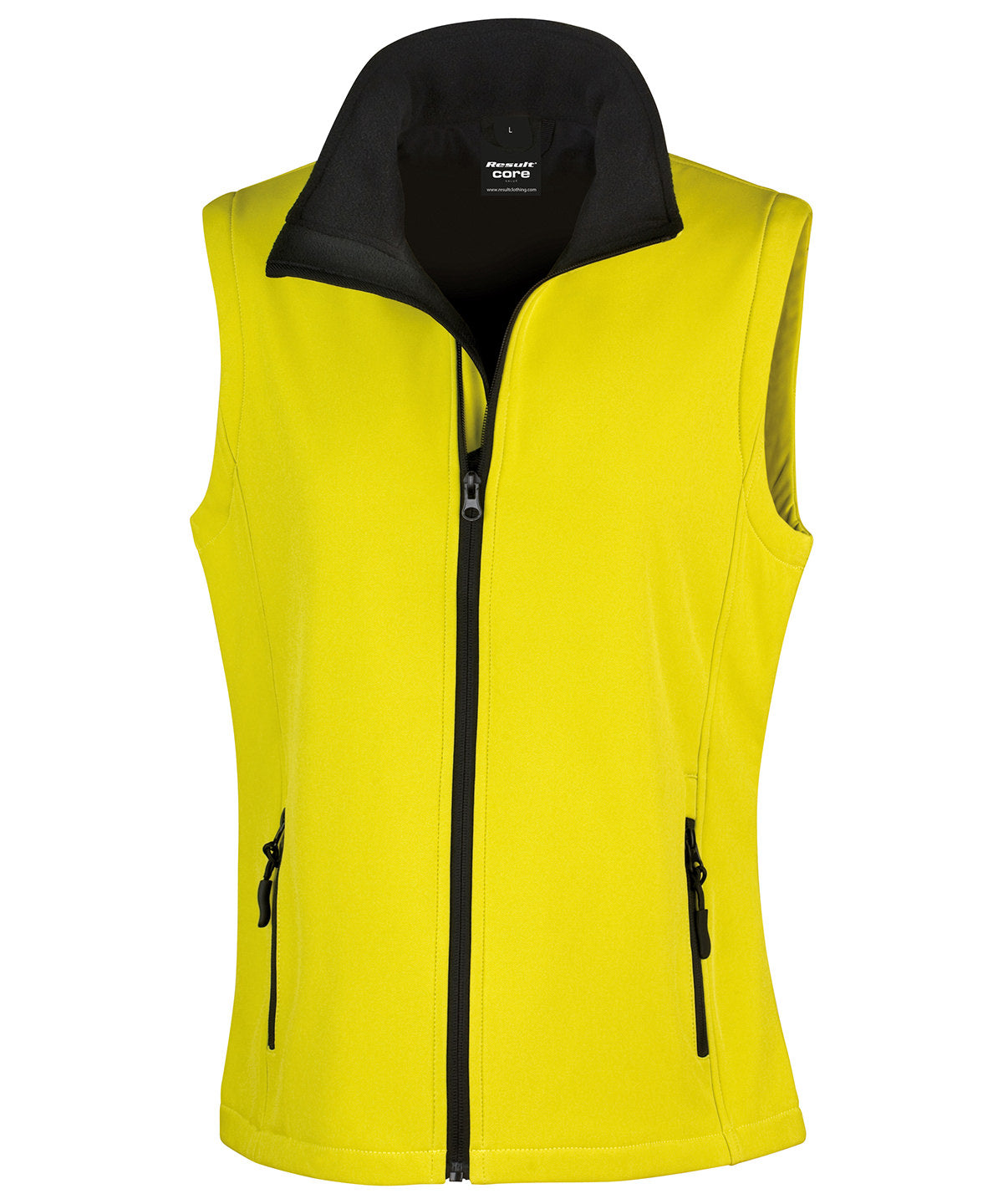 Women's printable softshell bodywarmer with customizable design options in various sizes and colors