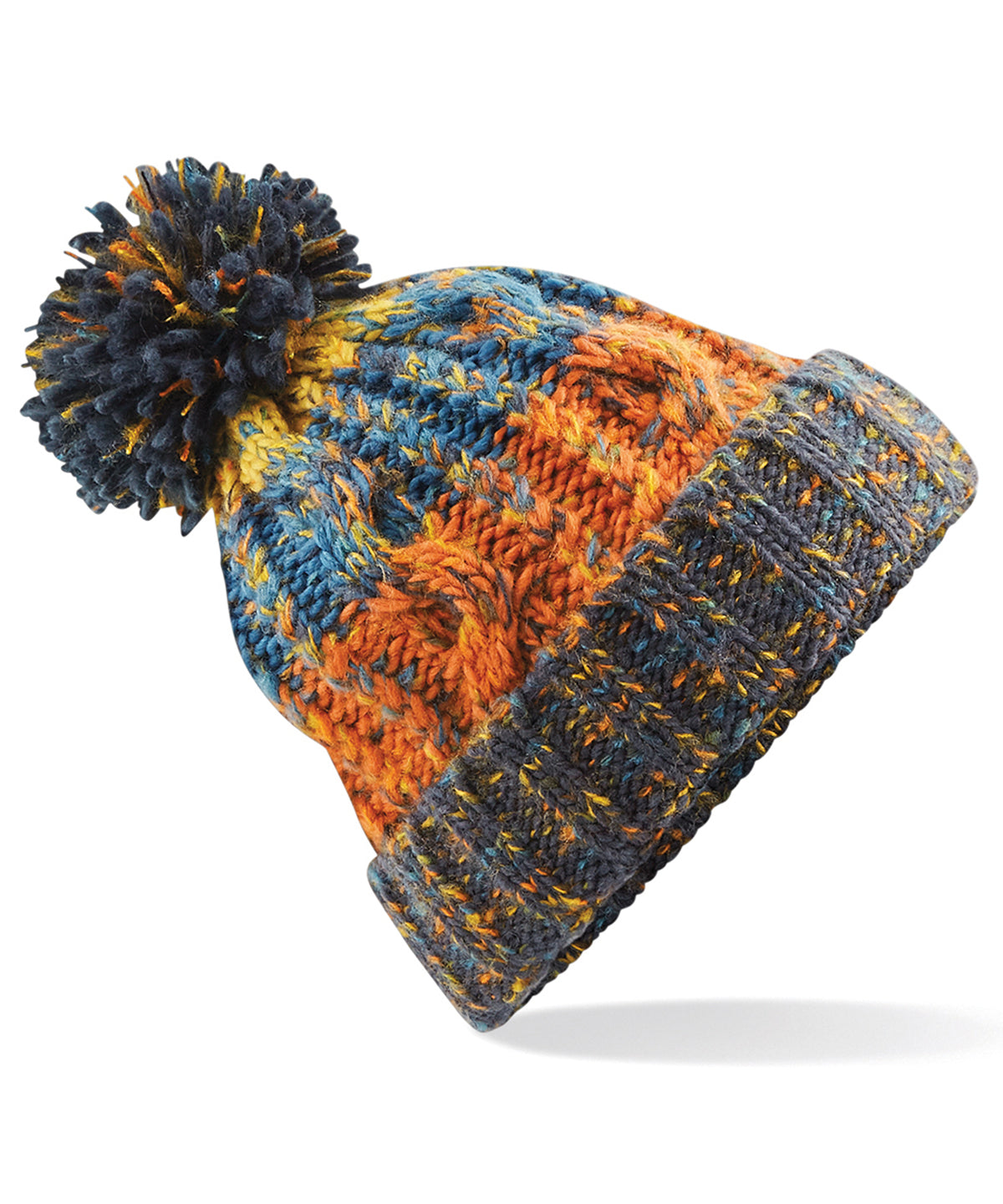 Corkscrew Pom Pom Beanie - One Size Winter Hat with Stylish Knit Design