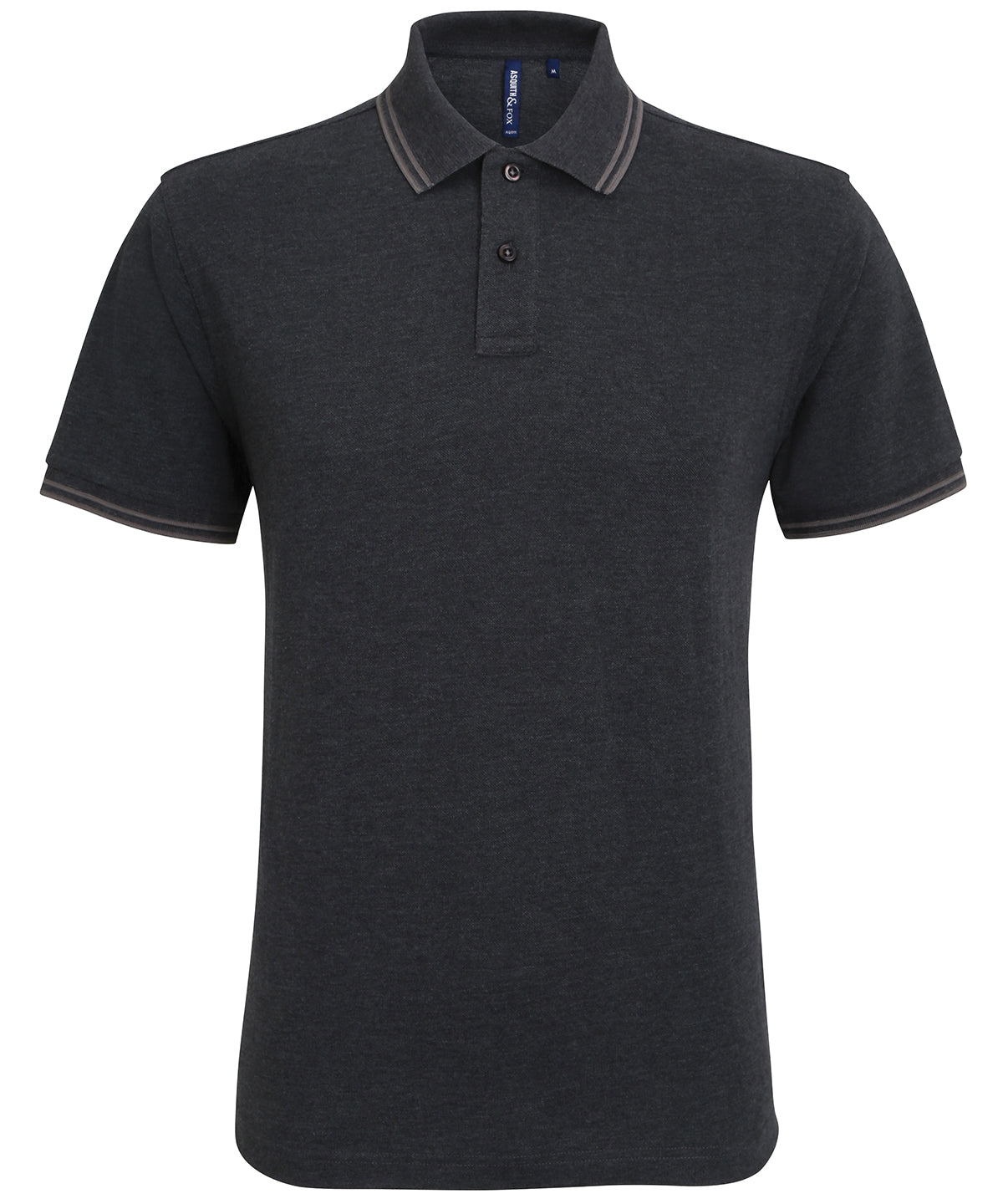 Men's classic fit tipped polo - S - Heather Black/Charcoal