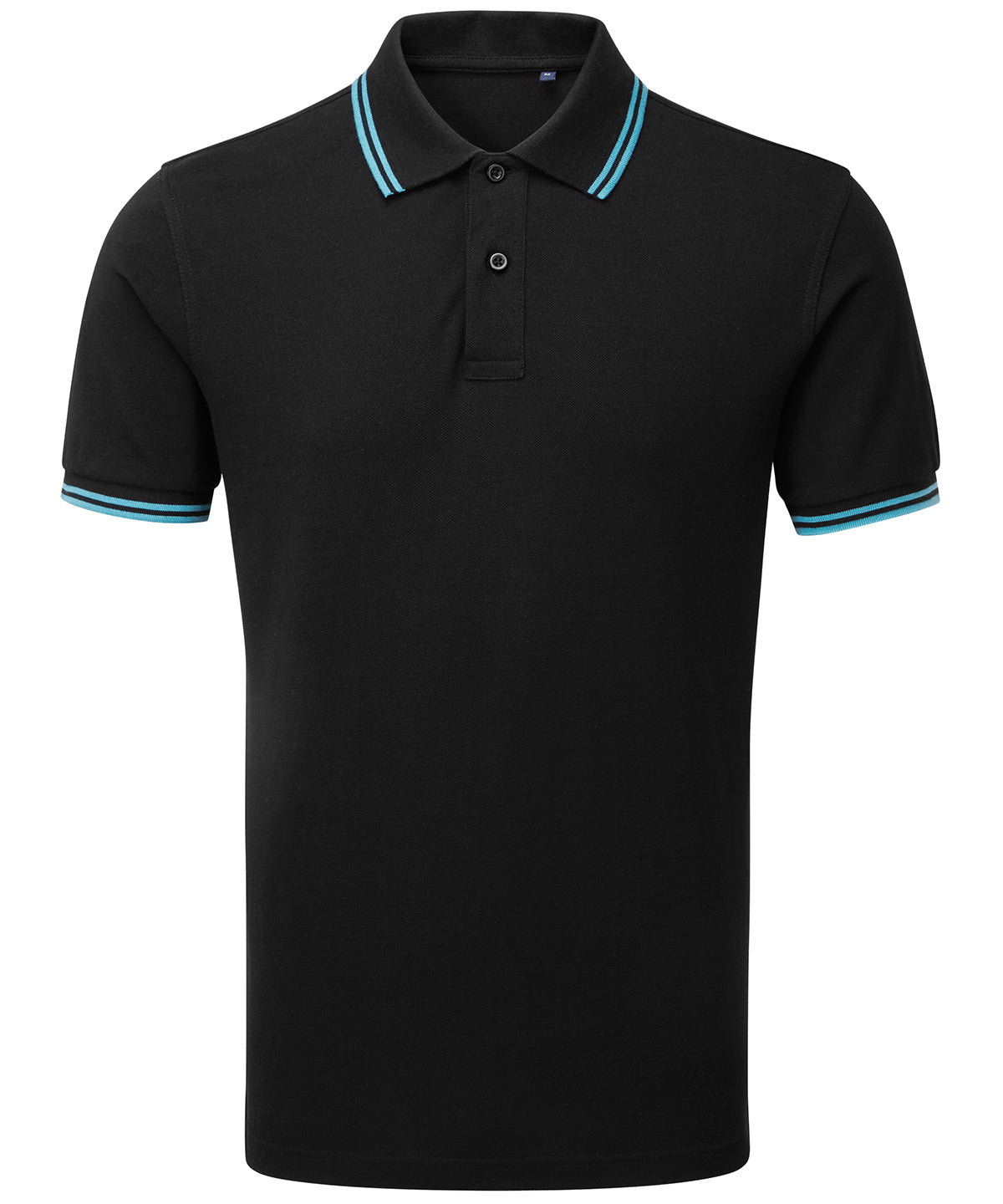 Men's classic fit tipped polo - S - Black/Turquoise