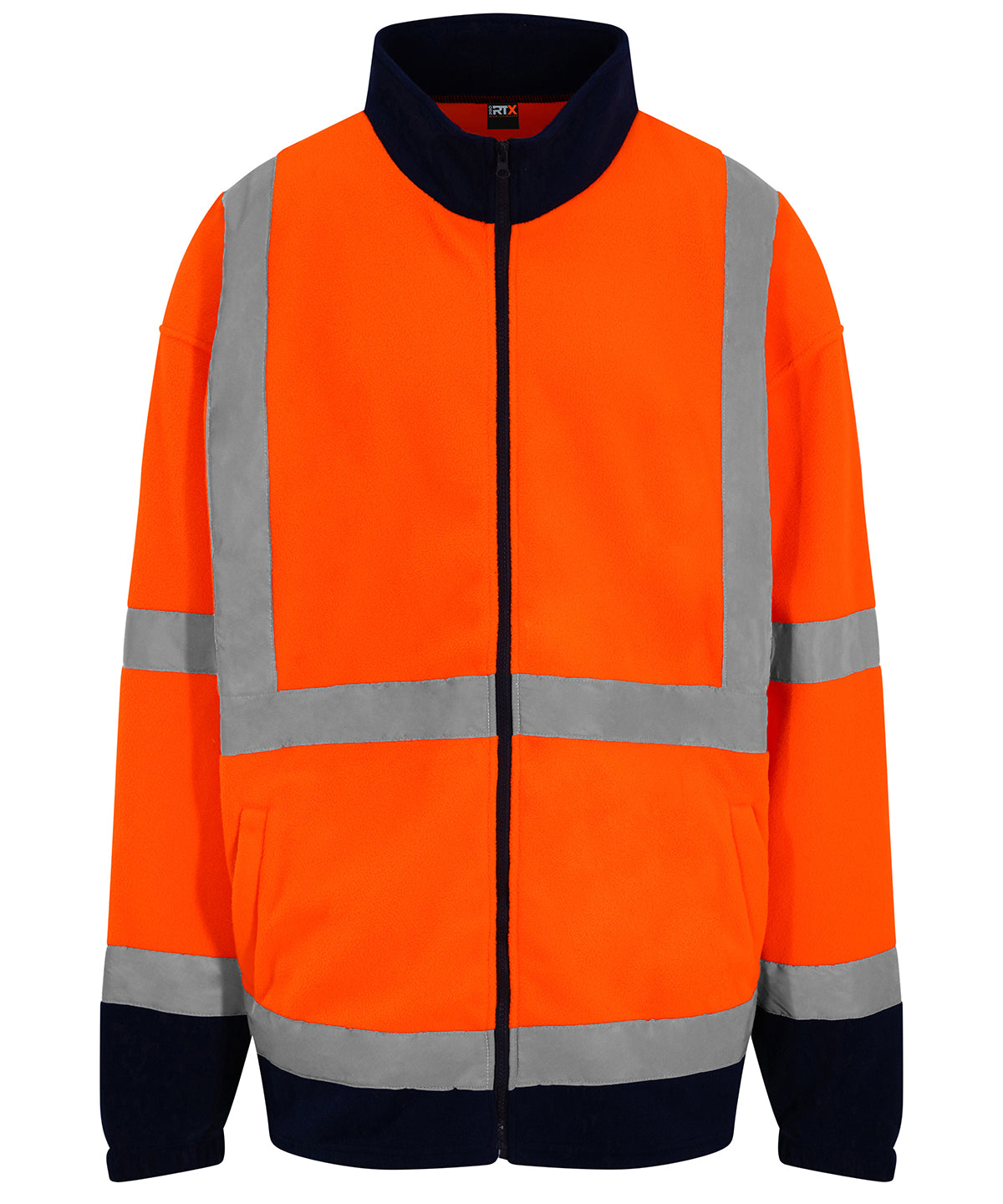 High visibility full-zip fleece safety jacket with contrast panels for workwear