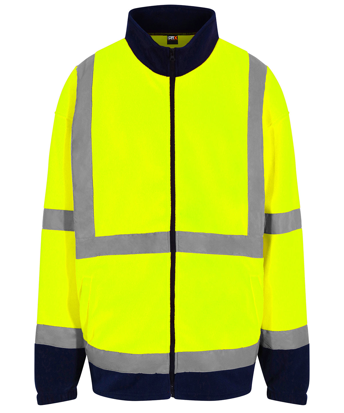 High visibility full-zip fleece safety jacket with contrast panels for workwear