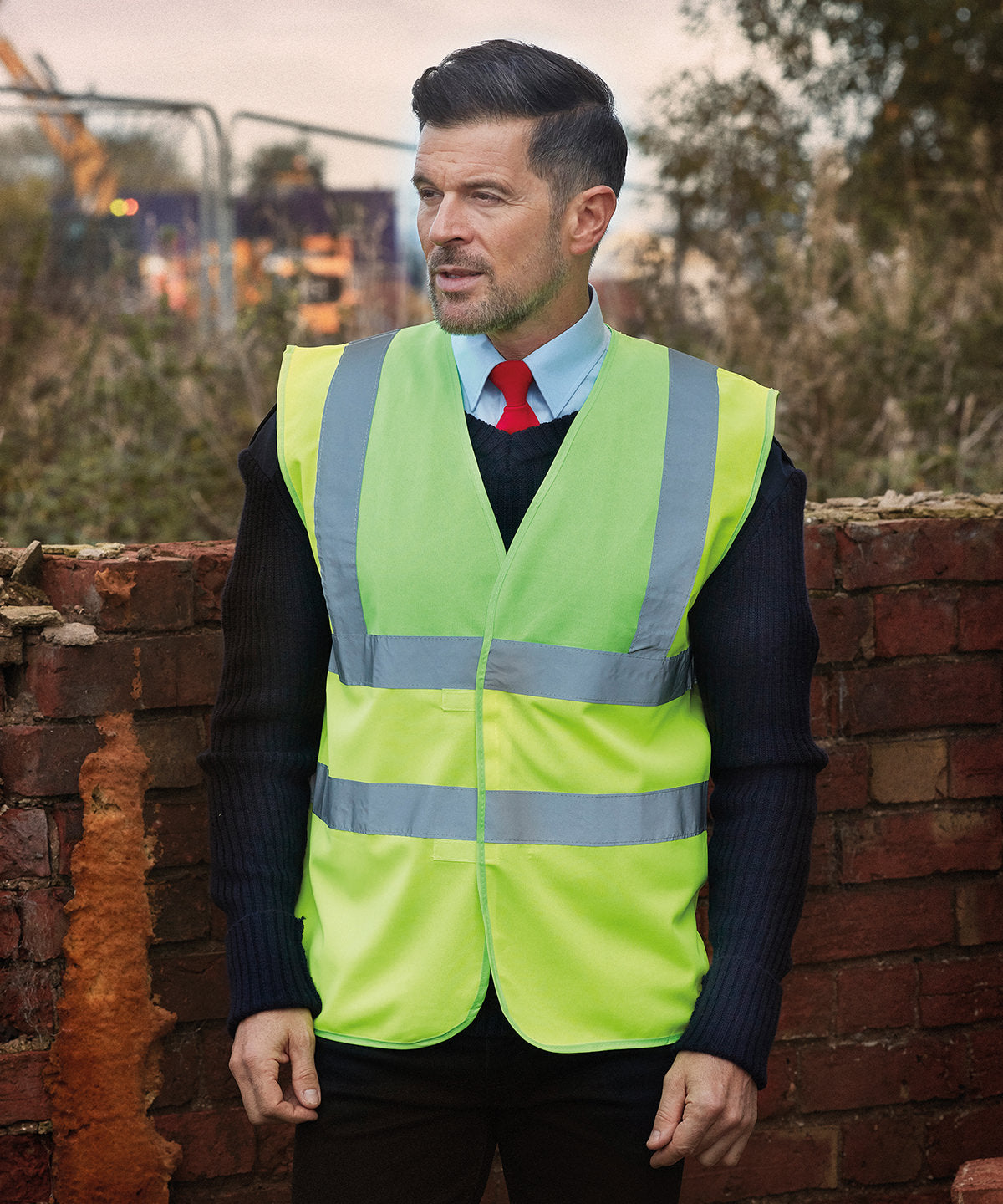 Hi-vis 2-band-and-braces waistcoat (HVW100) - 2XL - Navy Yoke/Yellow