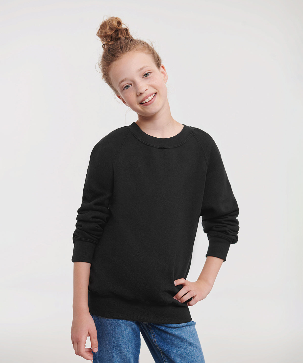 Kids raglan sleeve sweatshirt in bright colors for ages 1 to 12 years