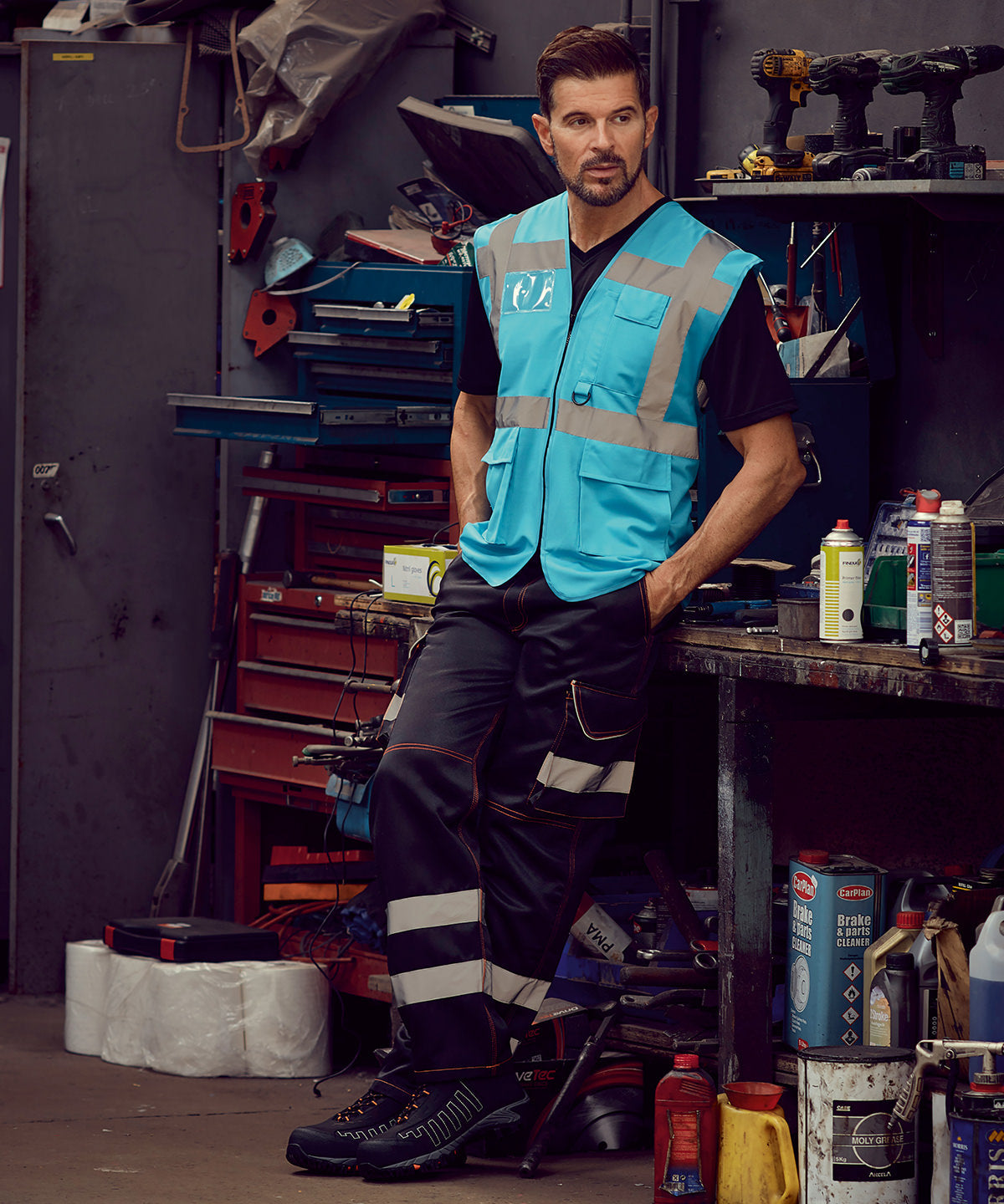 Multifunctional executive hi-vis waistcoat (HVW801) - S - Sky