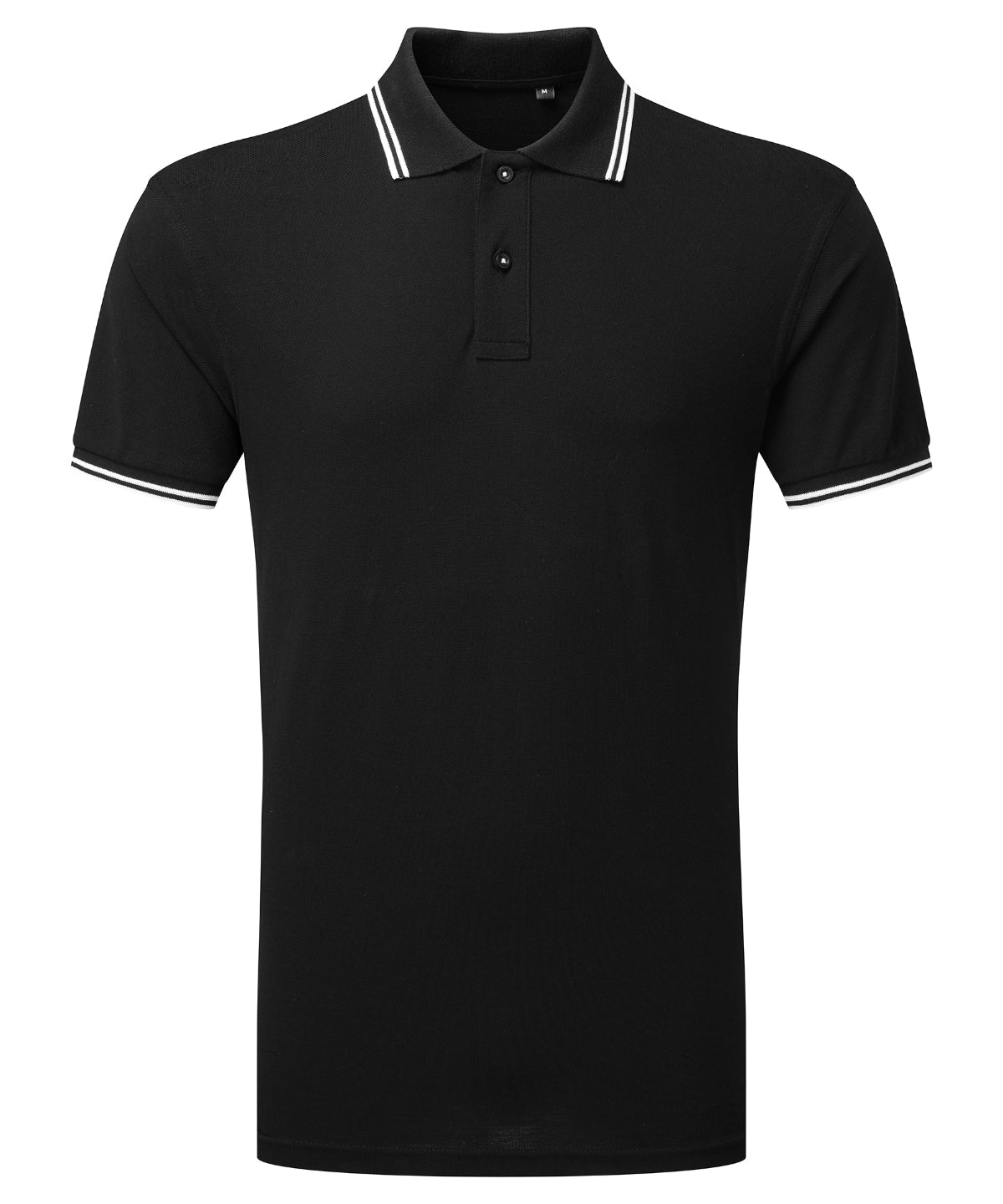 Men's classic fit tipped polo - L - Black/White