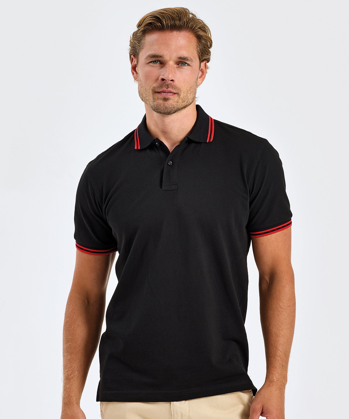Men's classic fit tipped polo - S - Heather Black/Charcoal