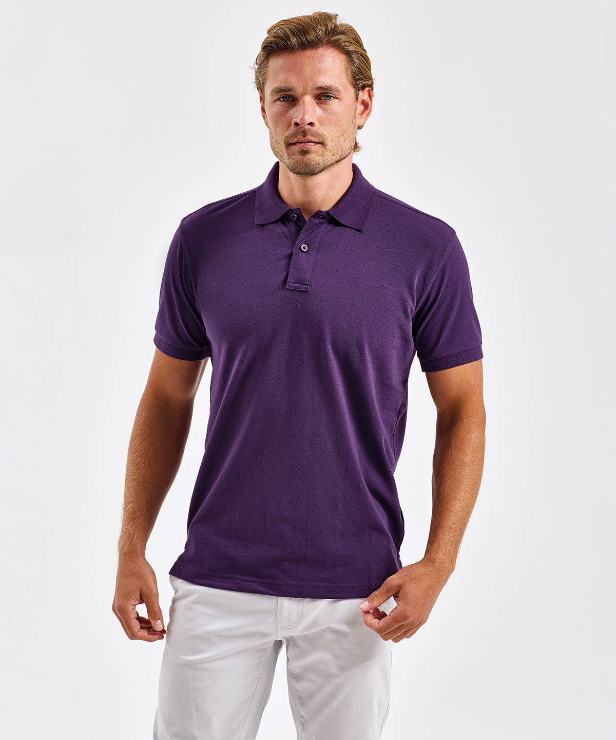 Men’s polycotton blend polo with breathable fabric, classic collar and durable finish