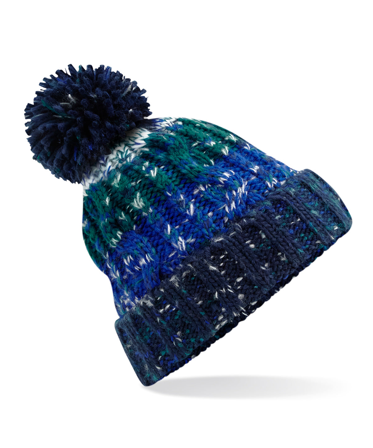 Corkscrew Pom Pom Beanie - One Size Winter Hat with Stylish Knit Design