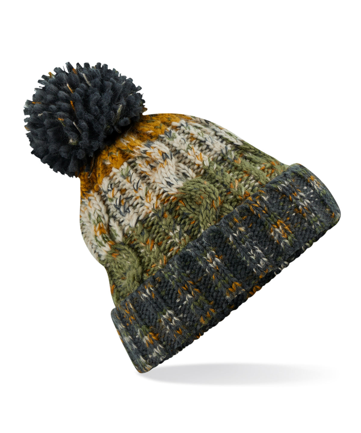 Corkscrew Pom Pom Beanie - One Size Winter Hat with Stylish Knit Design