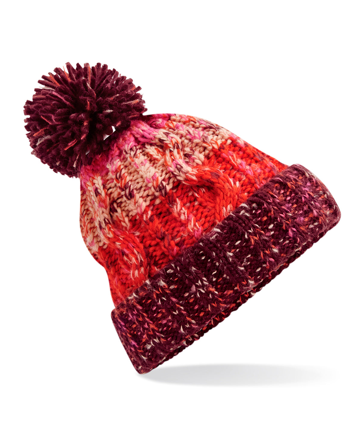 Corkscrew Pom Pom Beanie - One Size Winter Hat with Stylish Knit Design